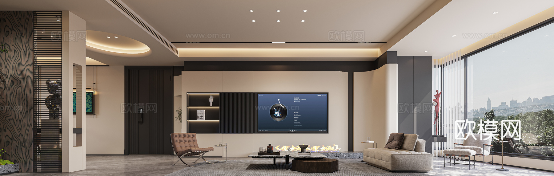 现代客餐厅3d模型下载（渲染图4）