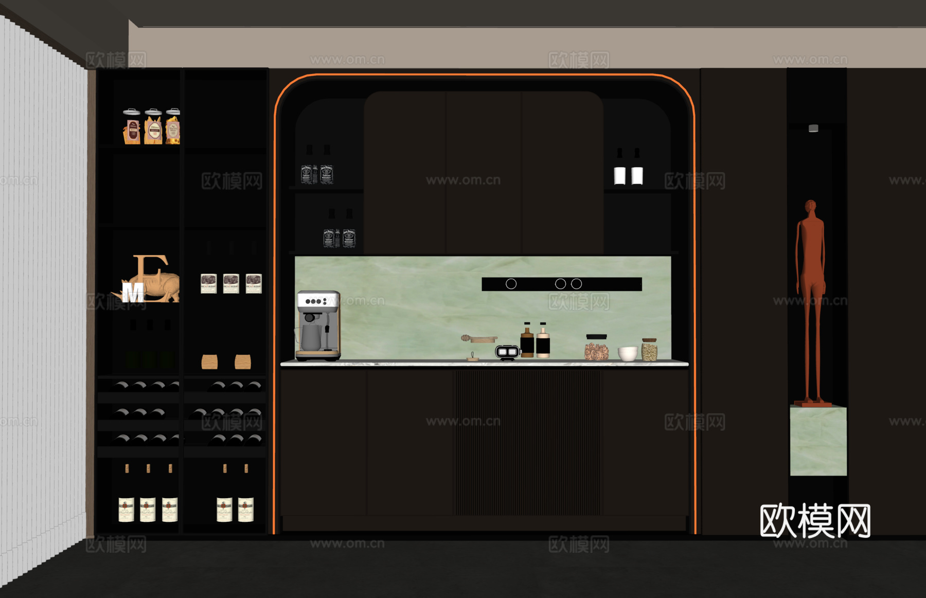 意式现代餐边柜 酒柜餐边柜su模型