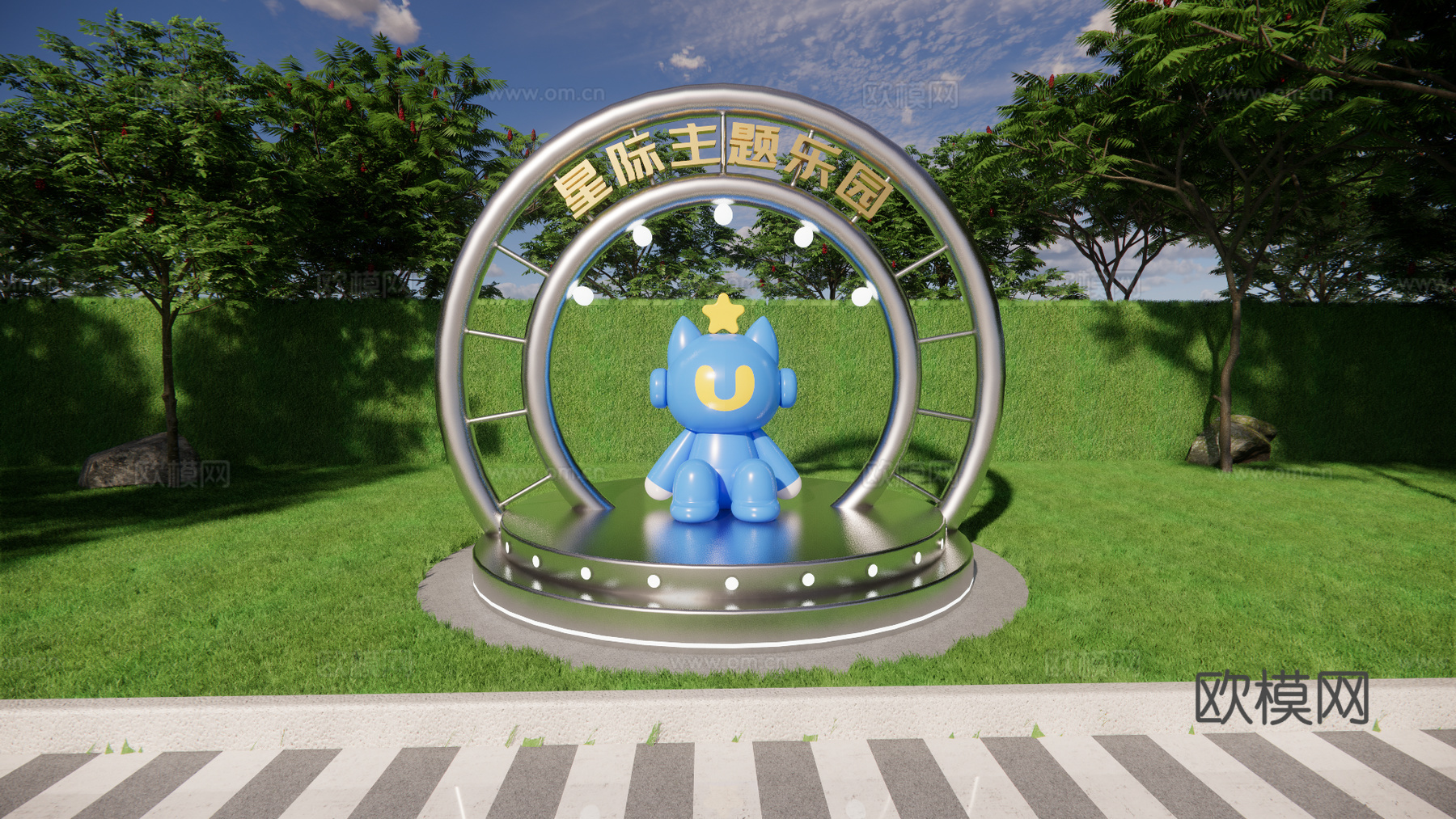 科技美陈打卡 科技美陈装置 星际主题乐园su模型