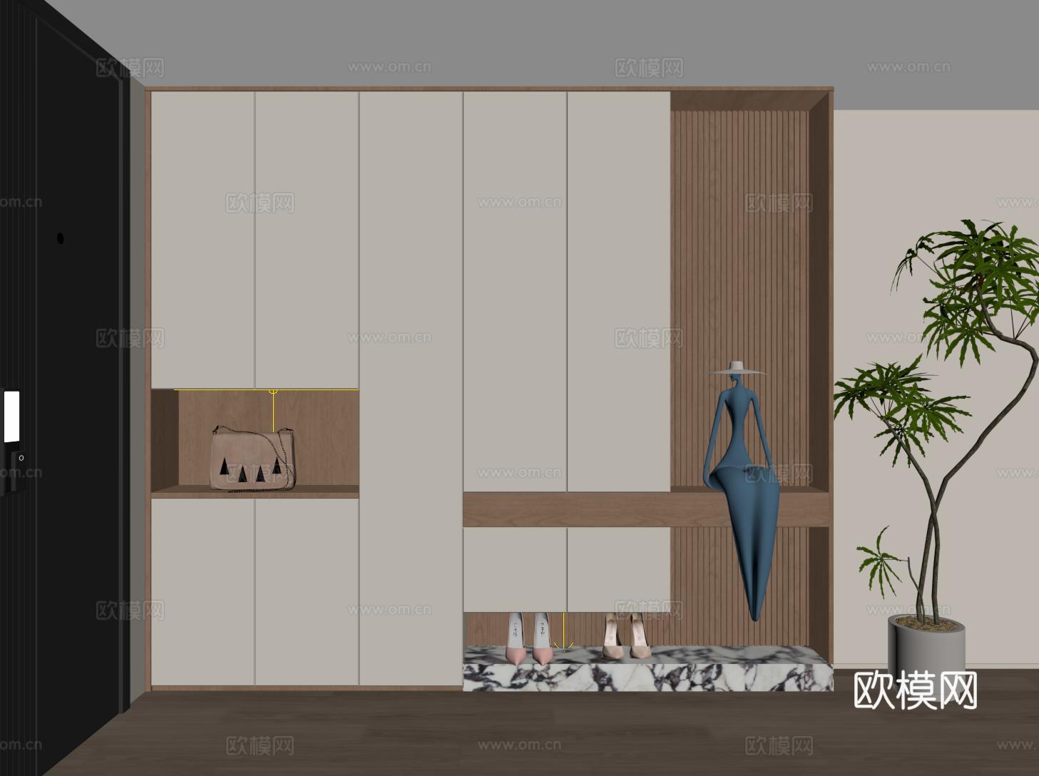 现代定制玄关鞋柜 通顶鞋柜su模型