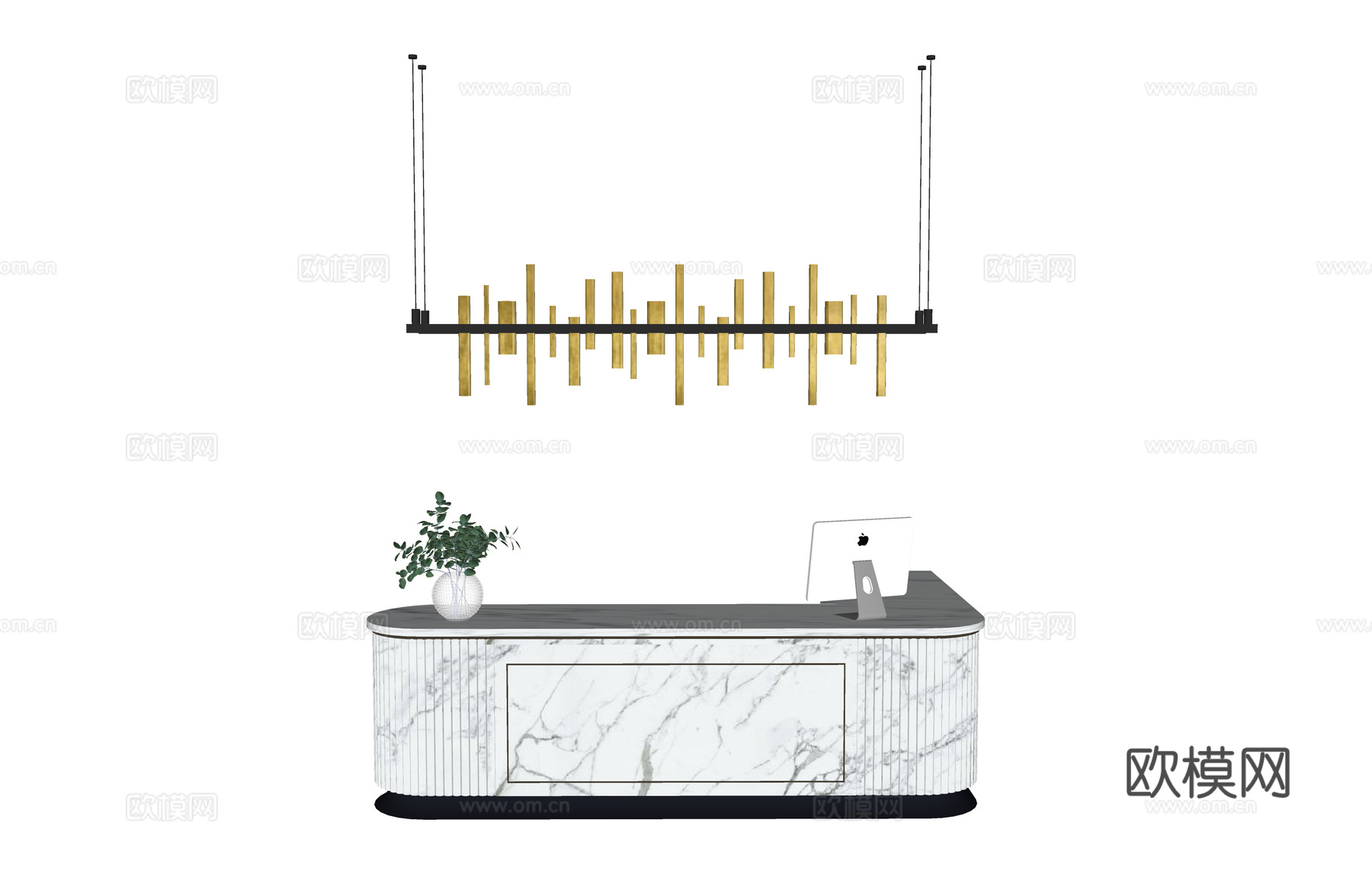 酒店前台 工位 办公室 展厅su模型