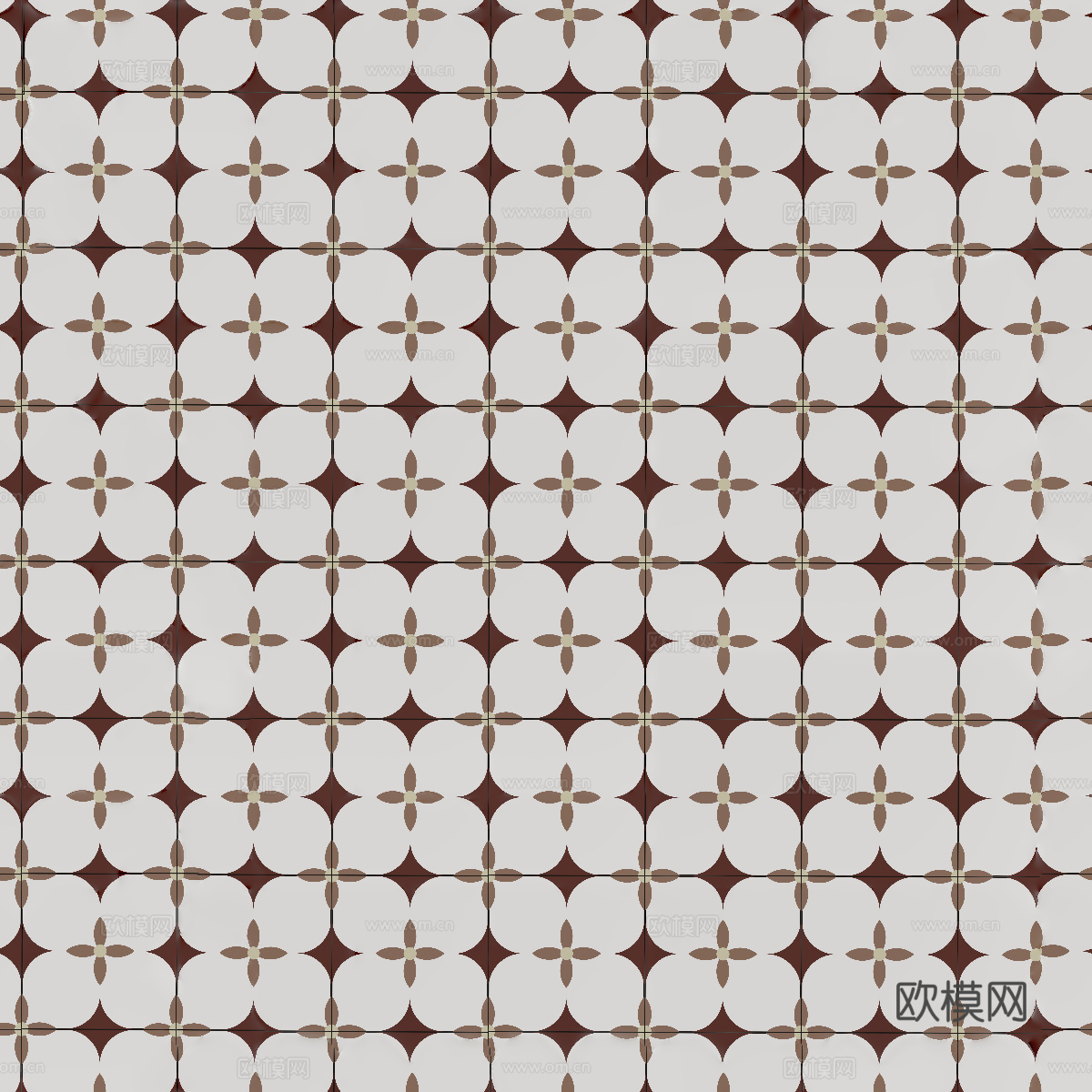 无缝中古复古花砖贴图