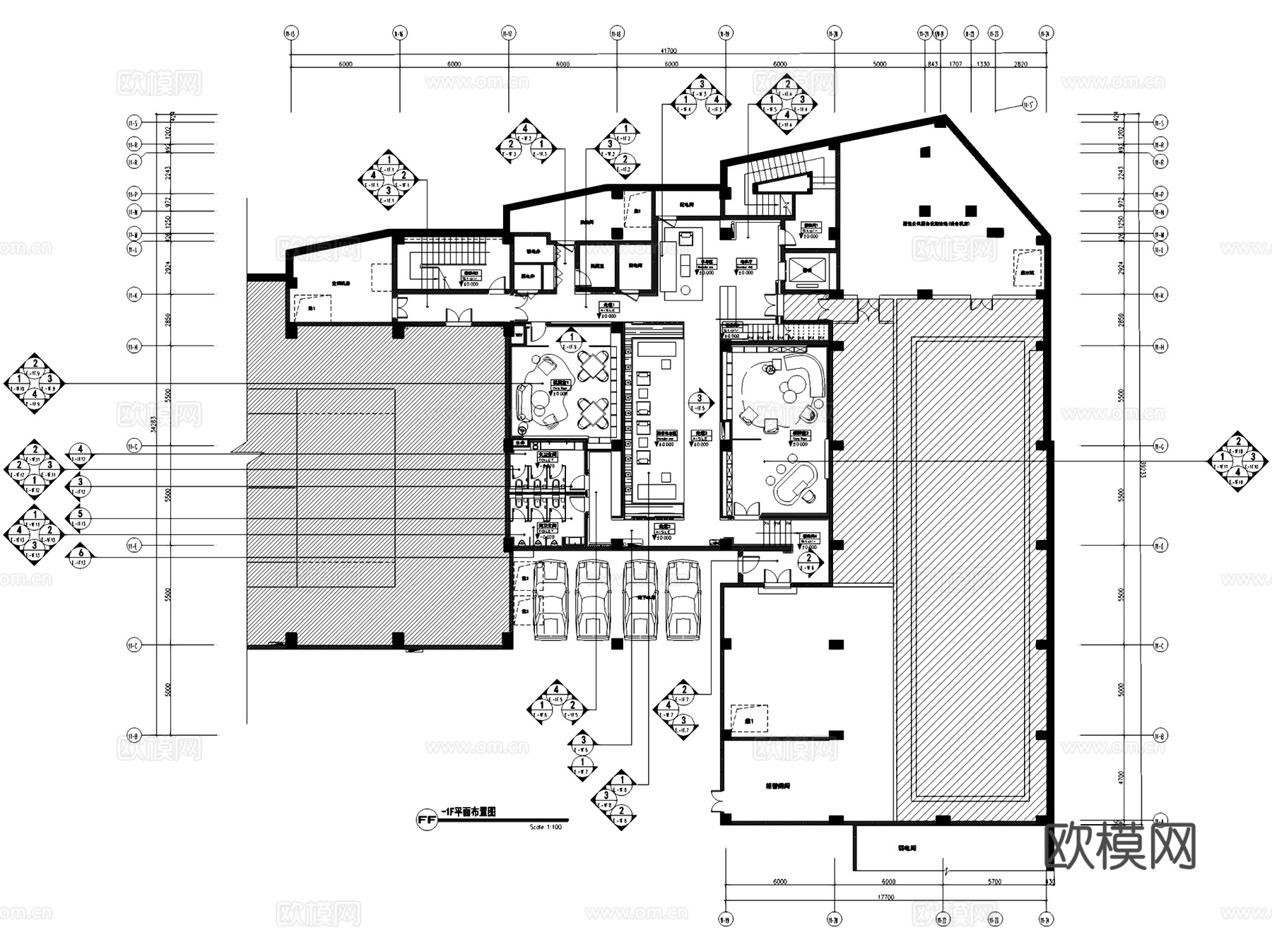 北京玺萌地产会所室内工装平面系统图CAD施工图cad施工图