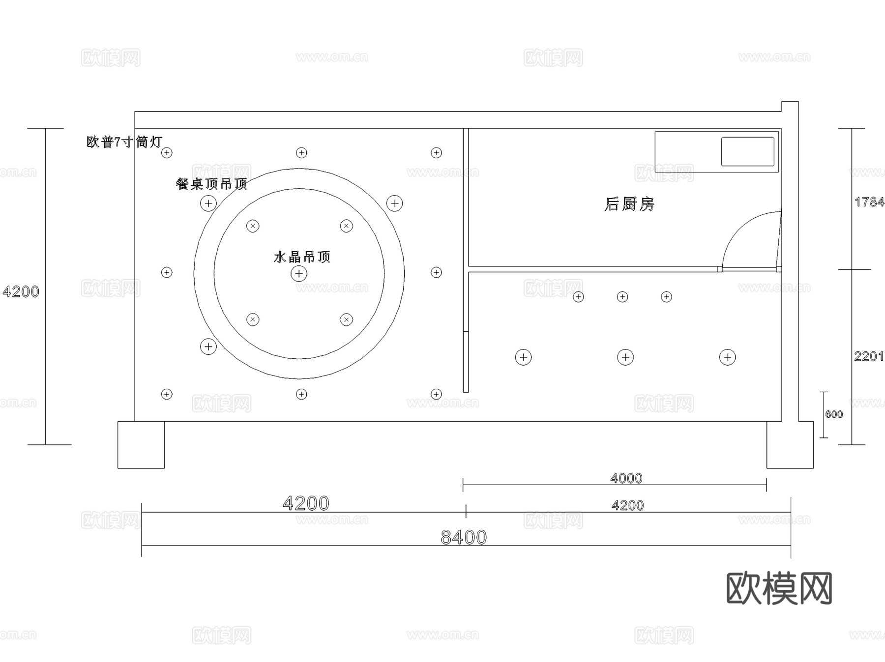 可丽秀手工华夫饼店室内工装CAD施工图cad施工图