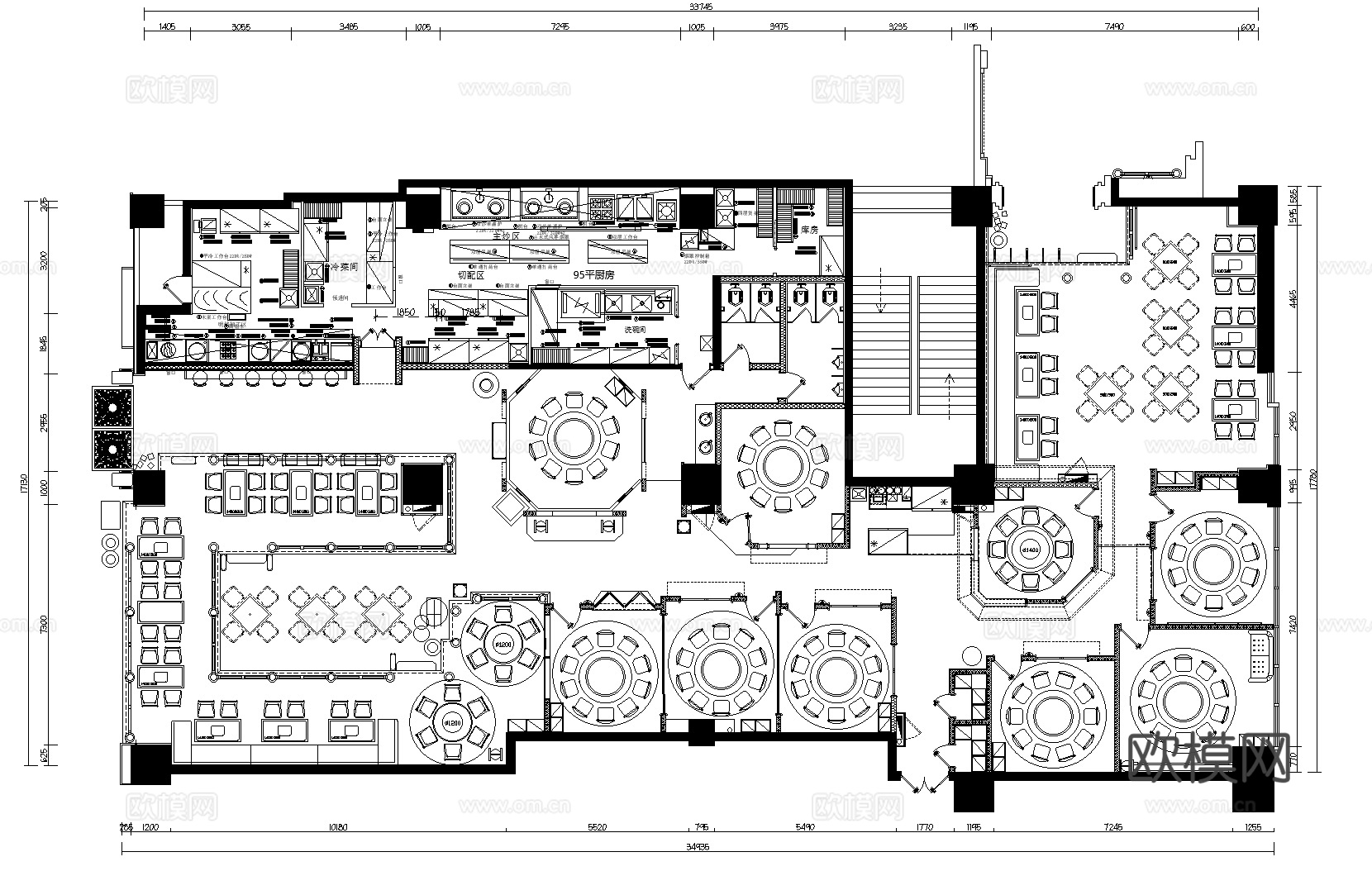 20套现代中式中餐厅室内装饰CAD施工图最新整理合集cad施工图