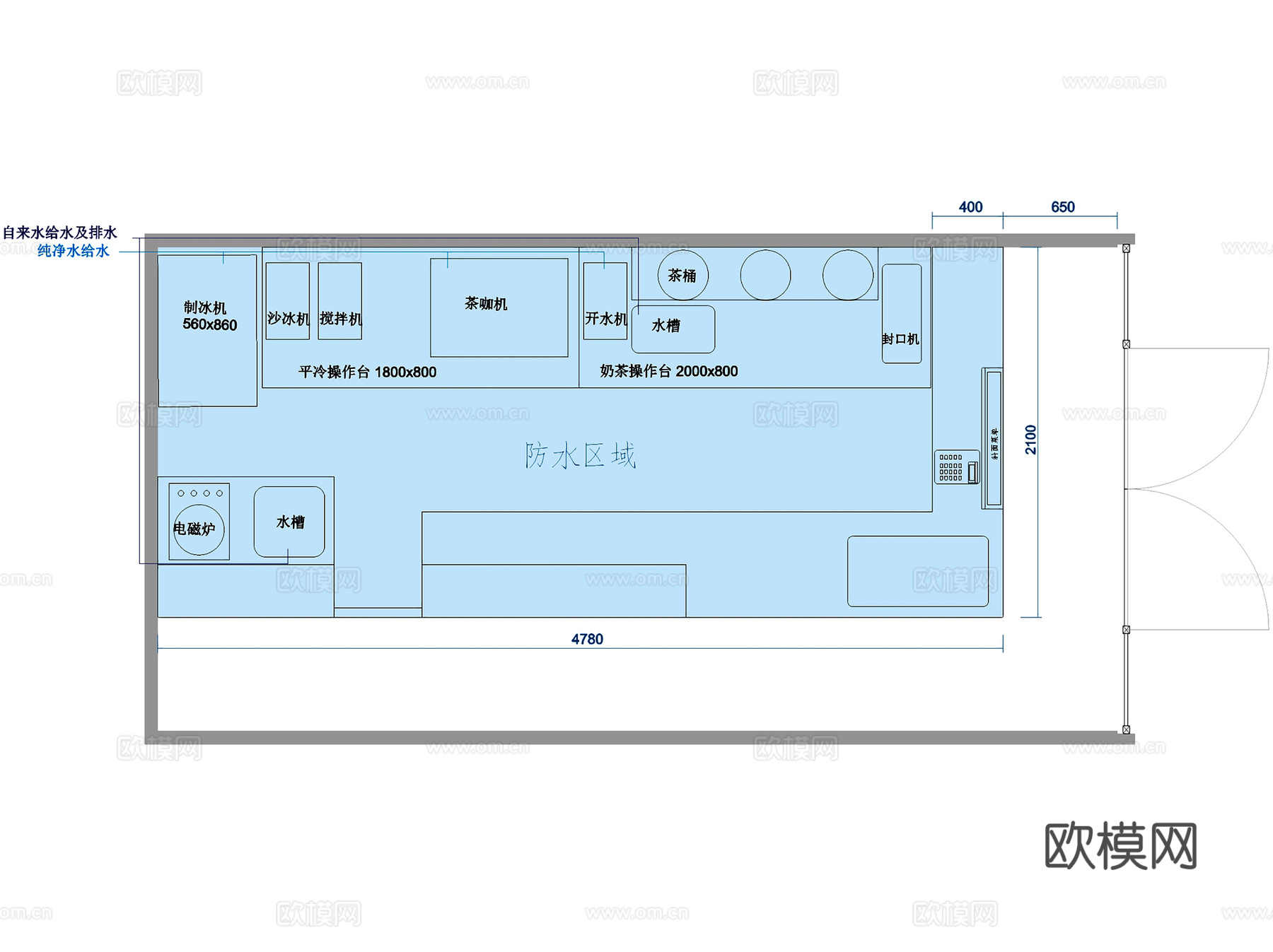 蜜果蜜制鲜饮奶茶店室内工装CAD施工图cad施工图