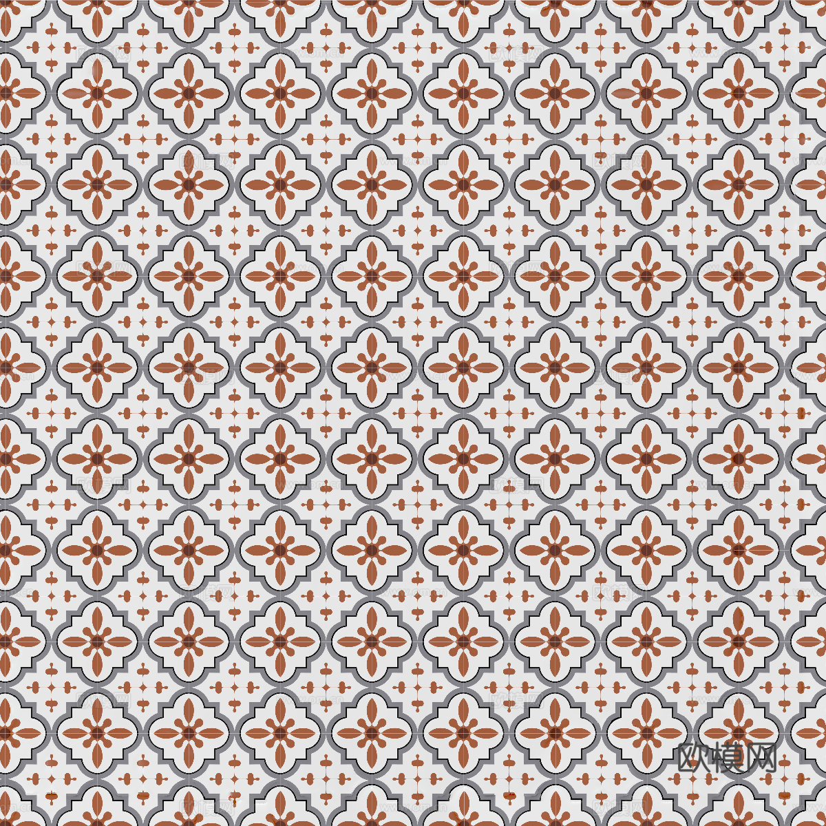 复古几何图案花砖瓷砖，中古奶油仿古砖艺术砖1下载