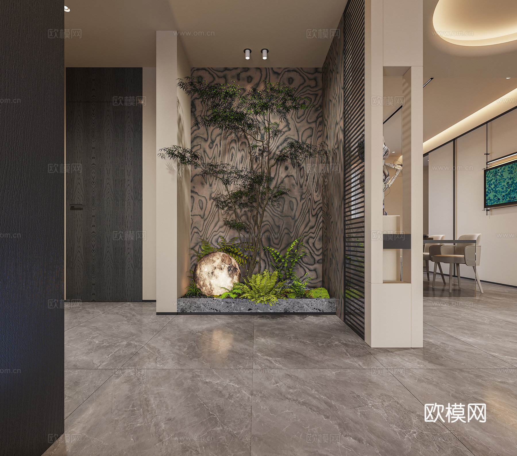 现代客餐厅3d模型下载（渲染图2）