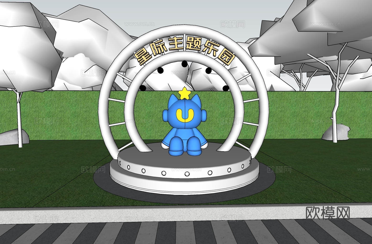 科技美陈打卡 科技美陈装置 星际主题乐园su模型