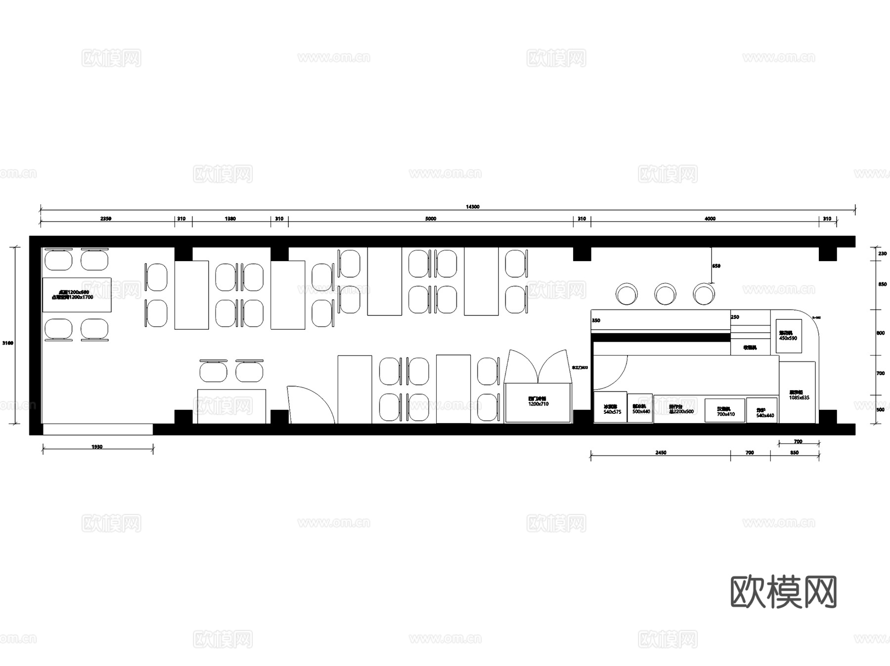 椰之家饮品炸鸡汉堡奶茶店室内工装CAD施工图cad施工图
