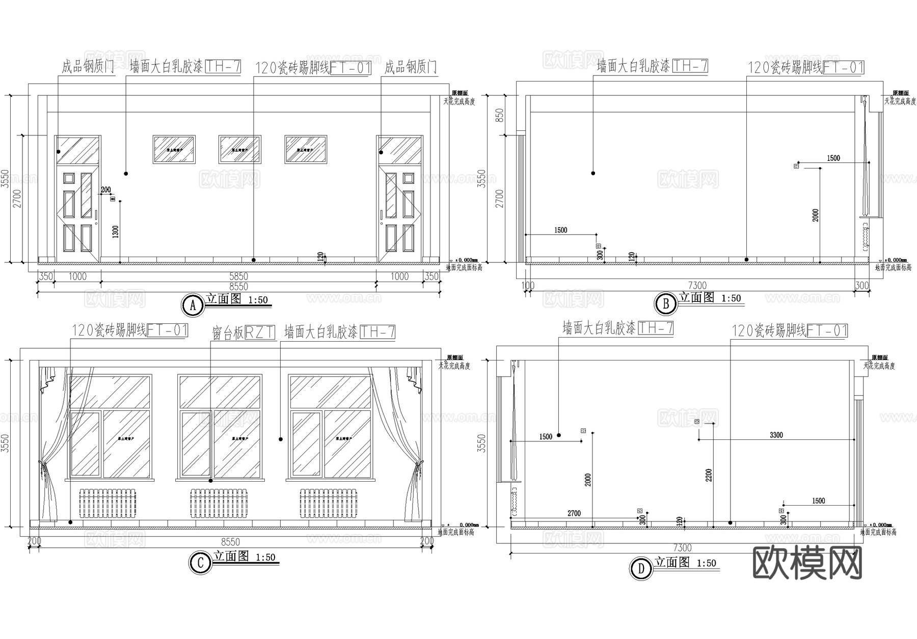 40人教室课堂课室cad施工图