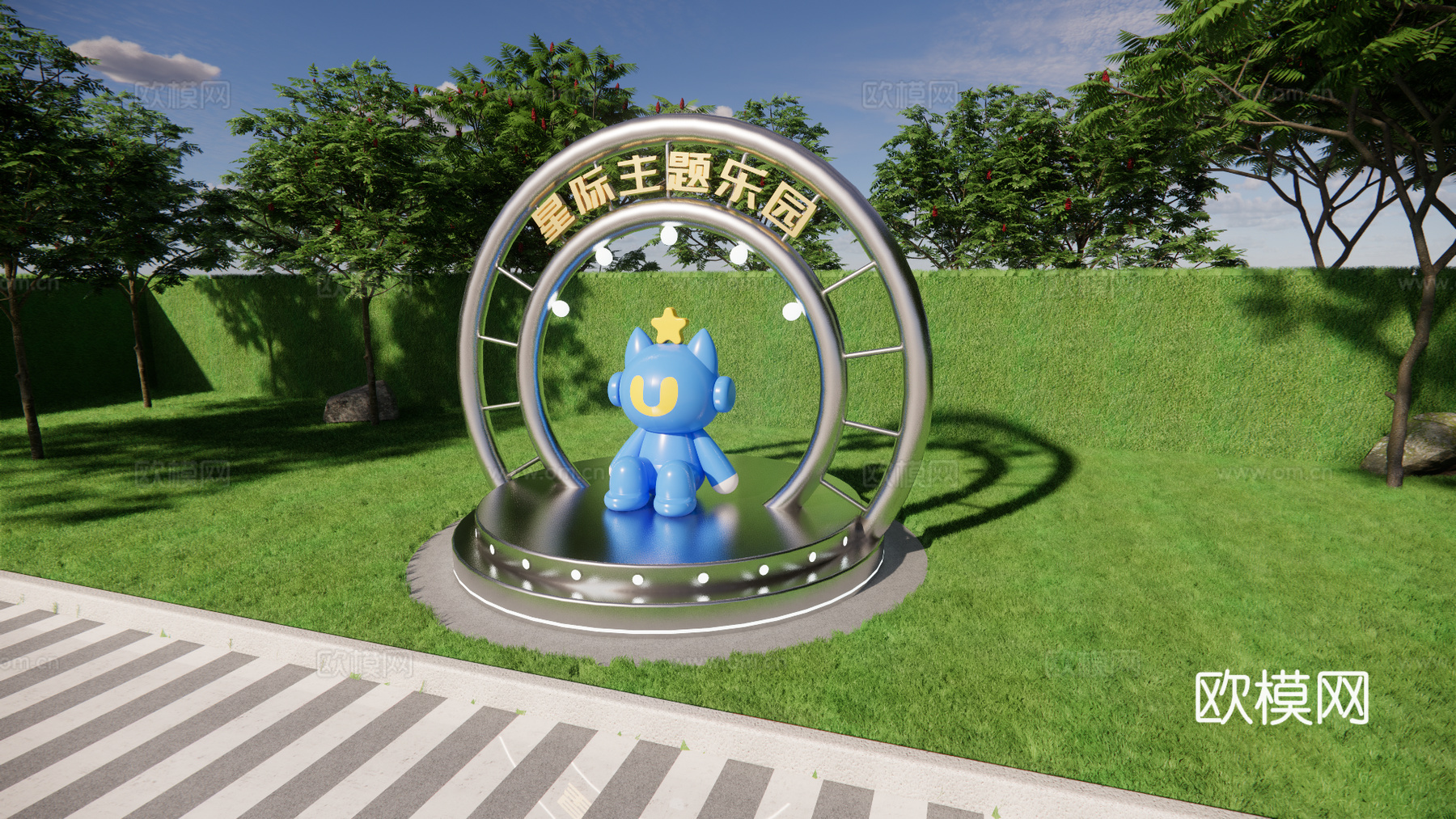 科技美陈打卡 科技美陈装置 星际主题乐园su模型