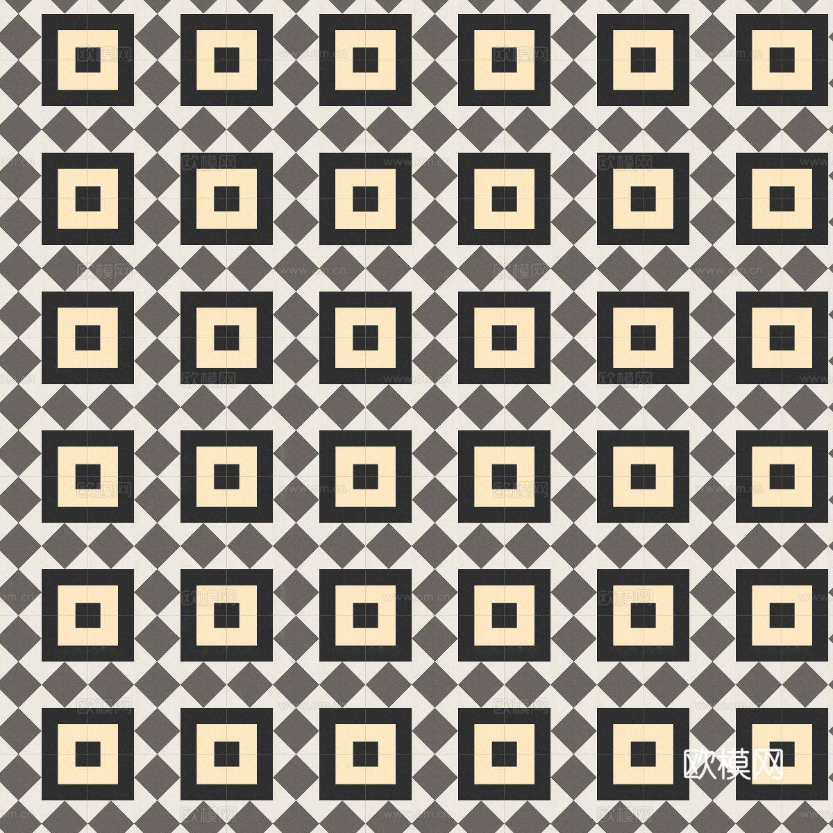 复古几何图案花砖瓷砖，中古奶油仿古砖艺术砖158下载