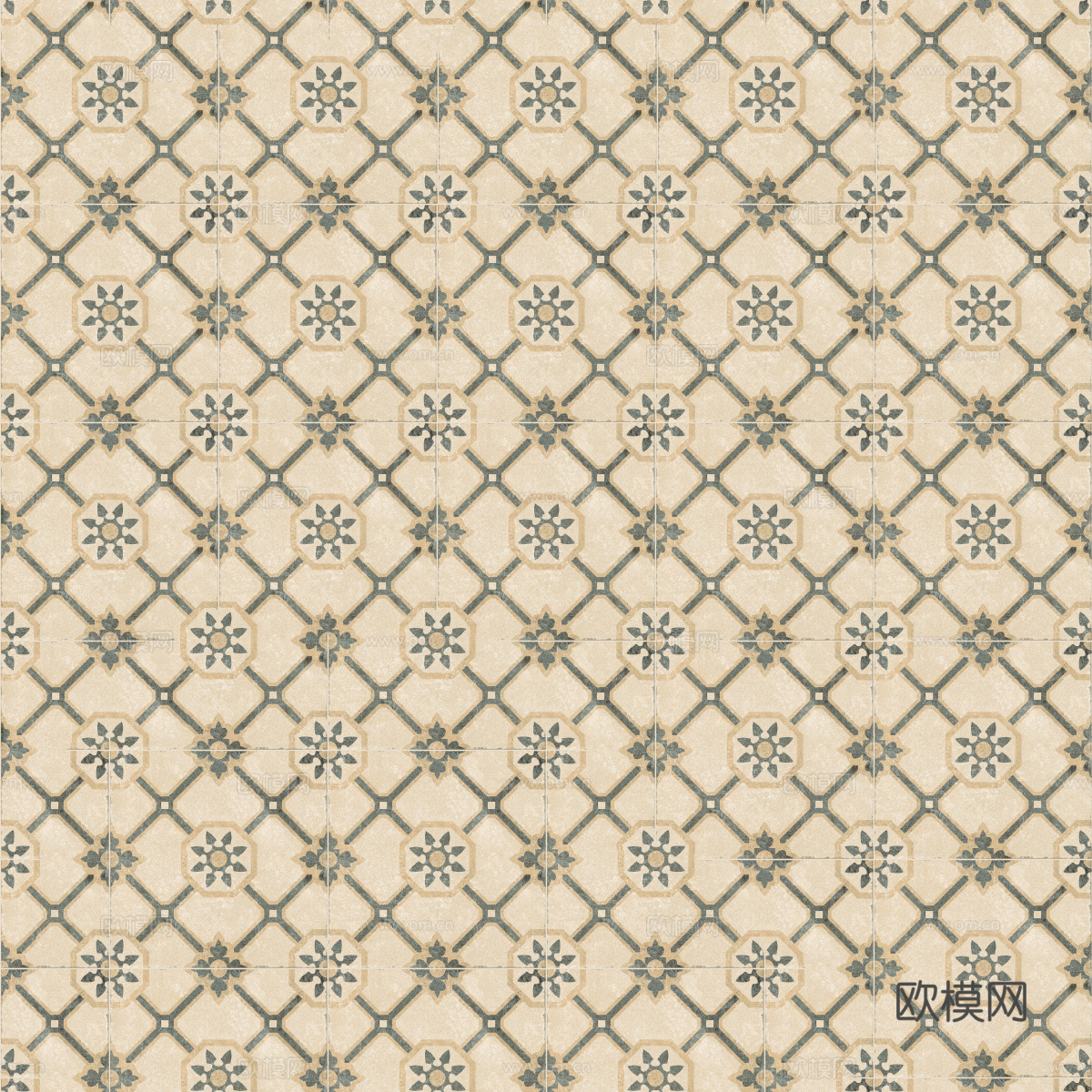 复古几何图案花砖瓷砖，中古奶油仿古砖艺术砖199