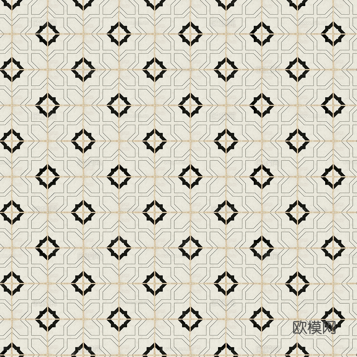 无缝小法中古花砖贴图