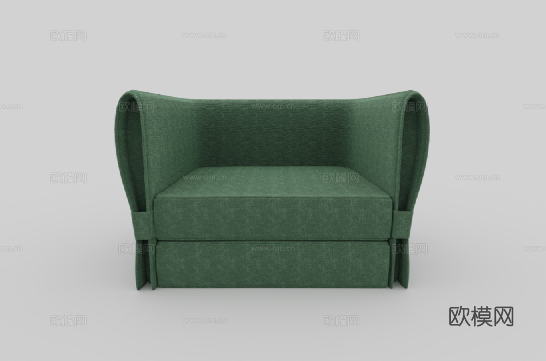 布艺卷边沙发3d模型下载