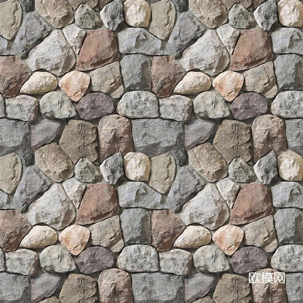 天然石材背景墙 粗犷石砌纹理 乡村风格装饰建材 建筑外墙室内装修材质 自然原始石墙质感免费3d模型