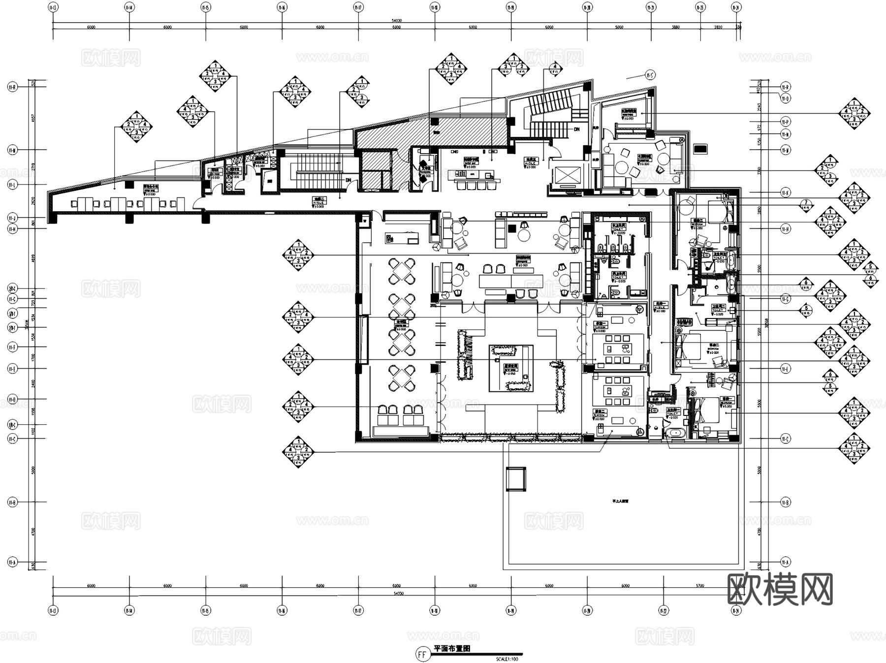北京玺萌地产会所室内工装平面系统图CAD施工图cad施工图
