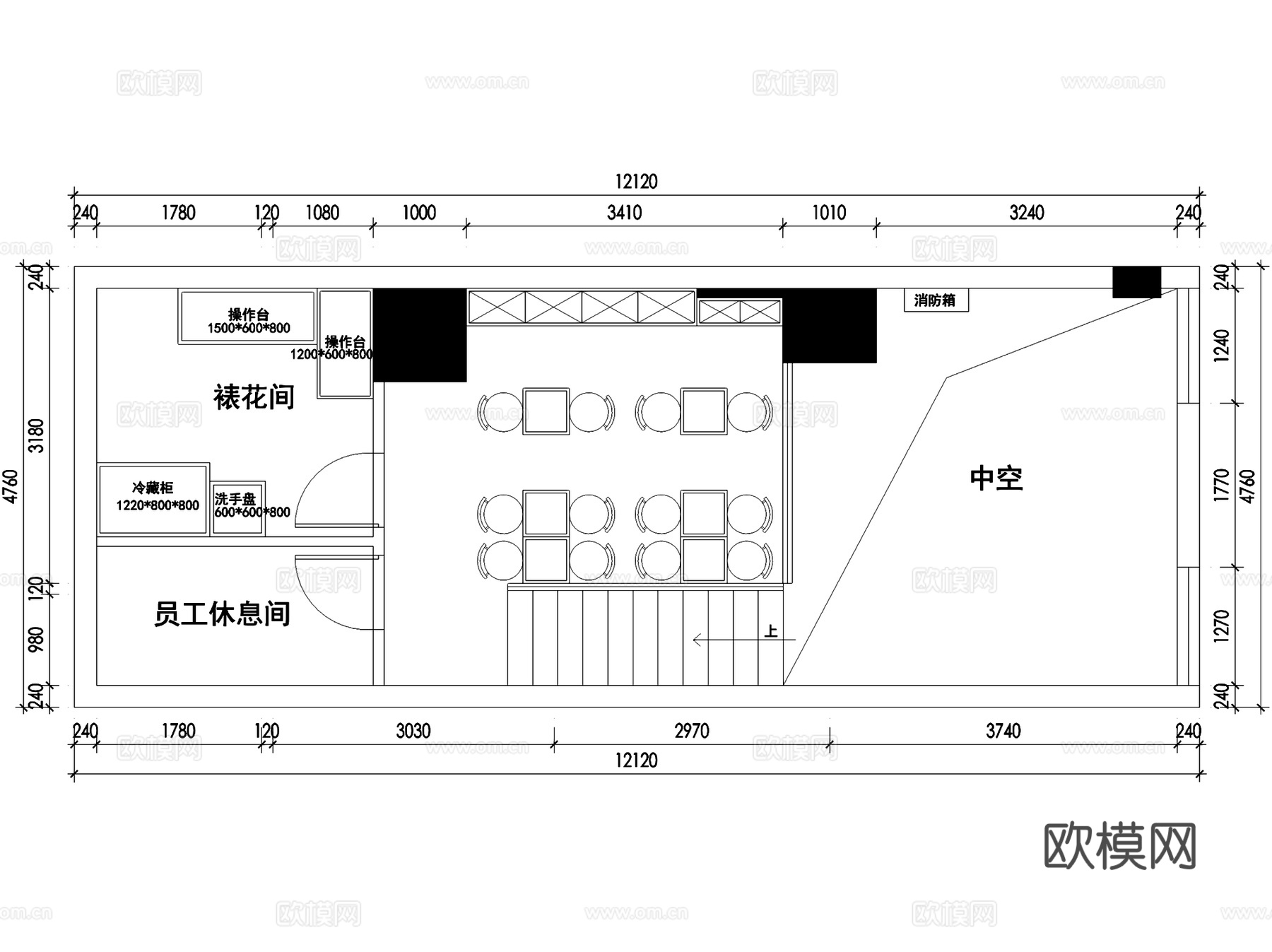 深圳壹品轩云城面包店室内工装CAD施工图cad施工图