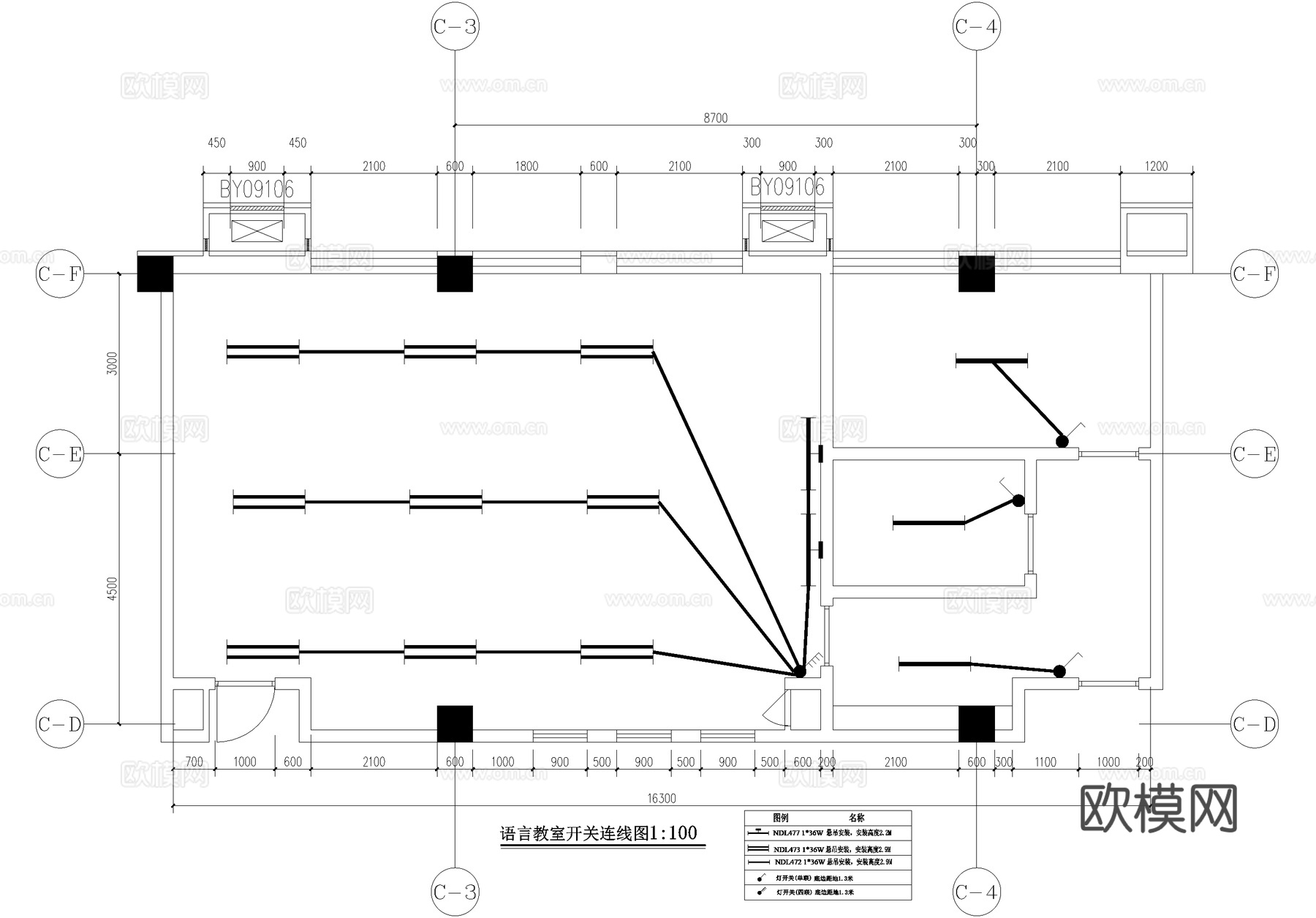 语言教室课堂cad施工图