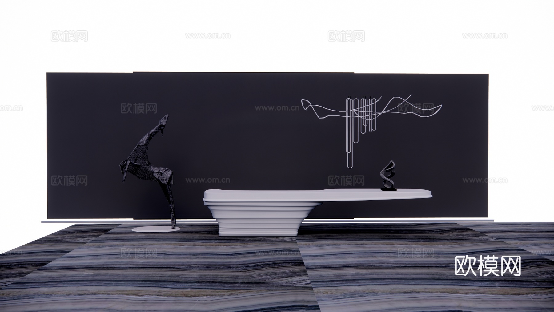 工位 展厅 前台接待 办公空间 电脑 公司前台su模型