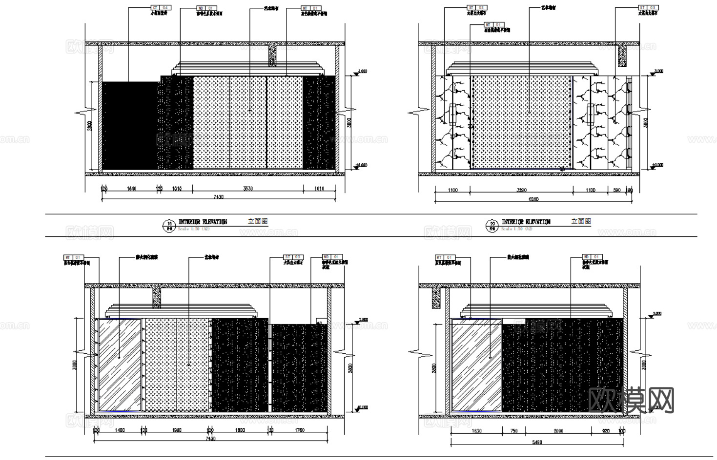 20套现代中式中餐厅室内装饰CAD施工图最新整理合集cad施工图