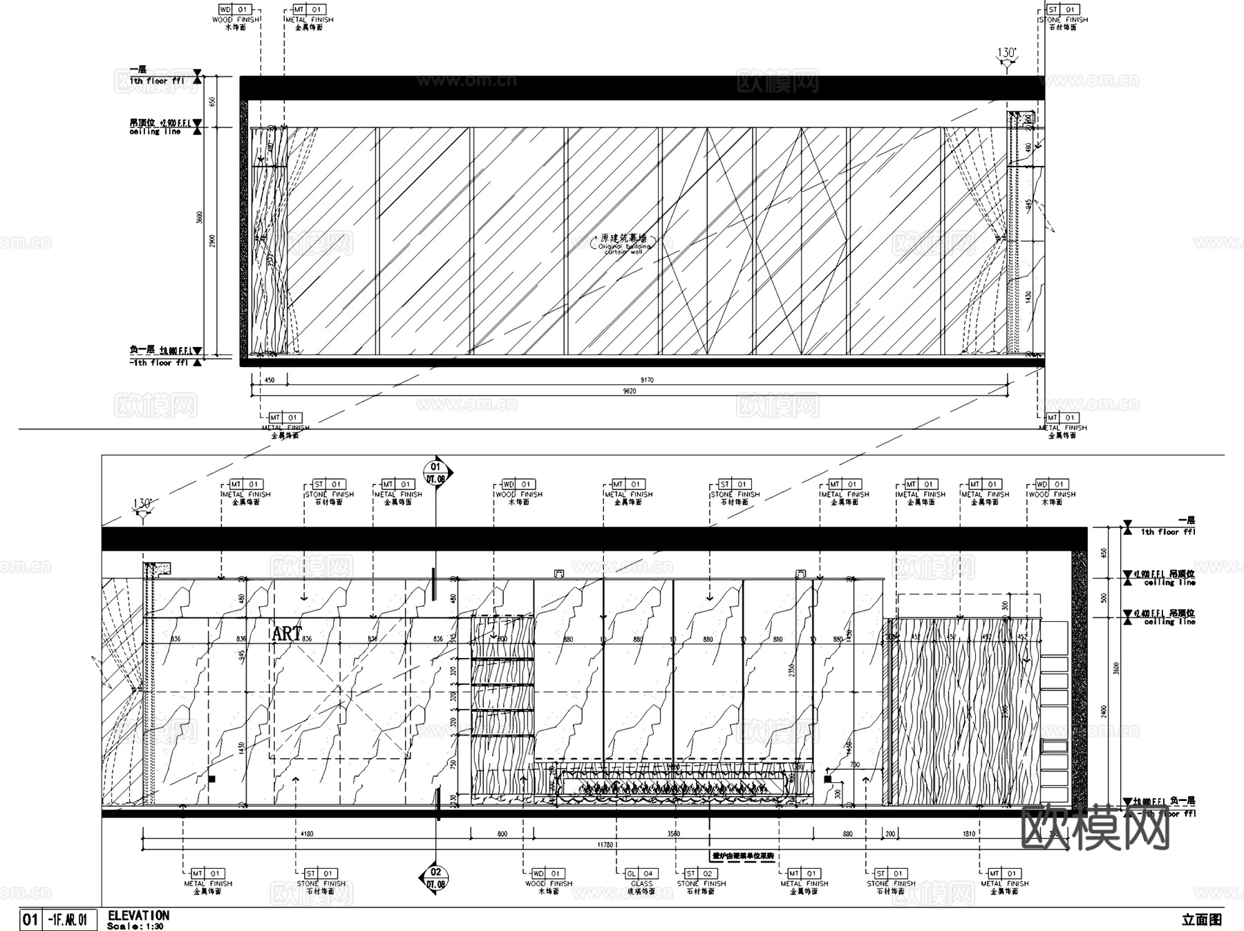 南京中南江心洲会所室内工装CAD施工图cad施工图