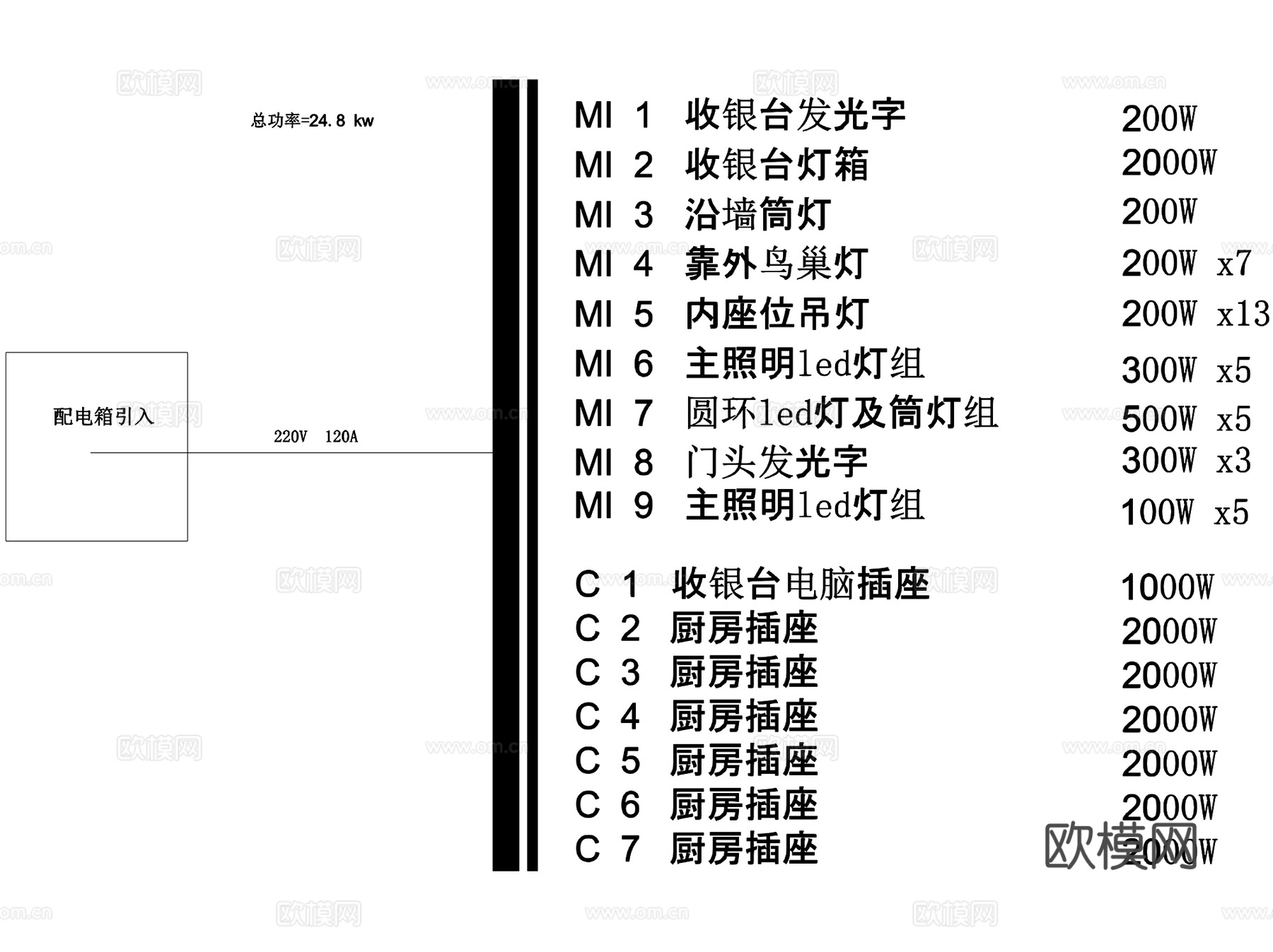苹果屋韩国芝士年糕火锅店室内工装CAD施工图cad施工图
