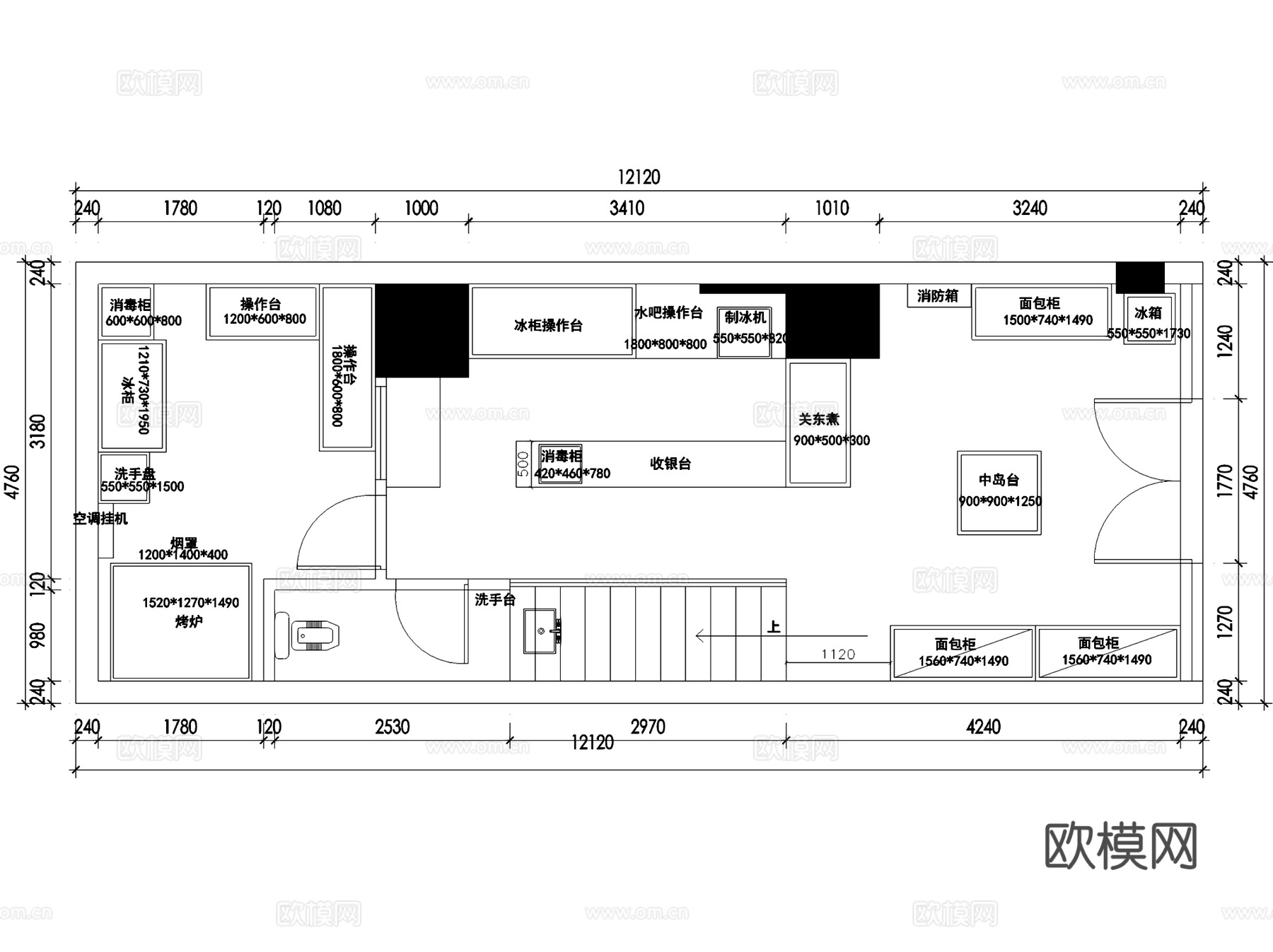 深圳壹品轩云城面包店室内工装CAD施工图cad施工图