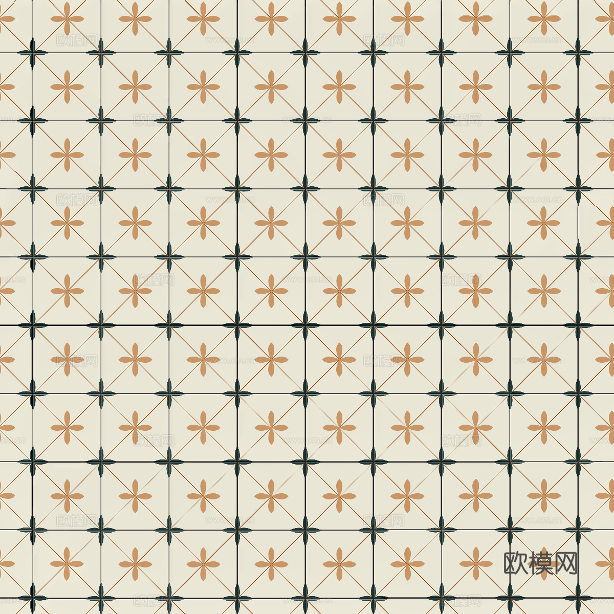 复古几何图案花砖瓷砖，中古奶油仿古砖艺术砖26