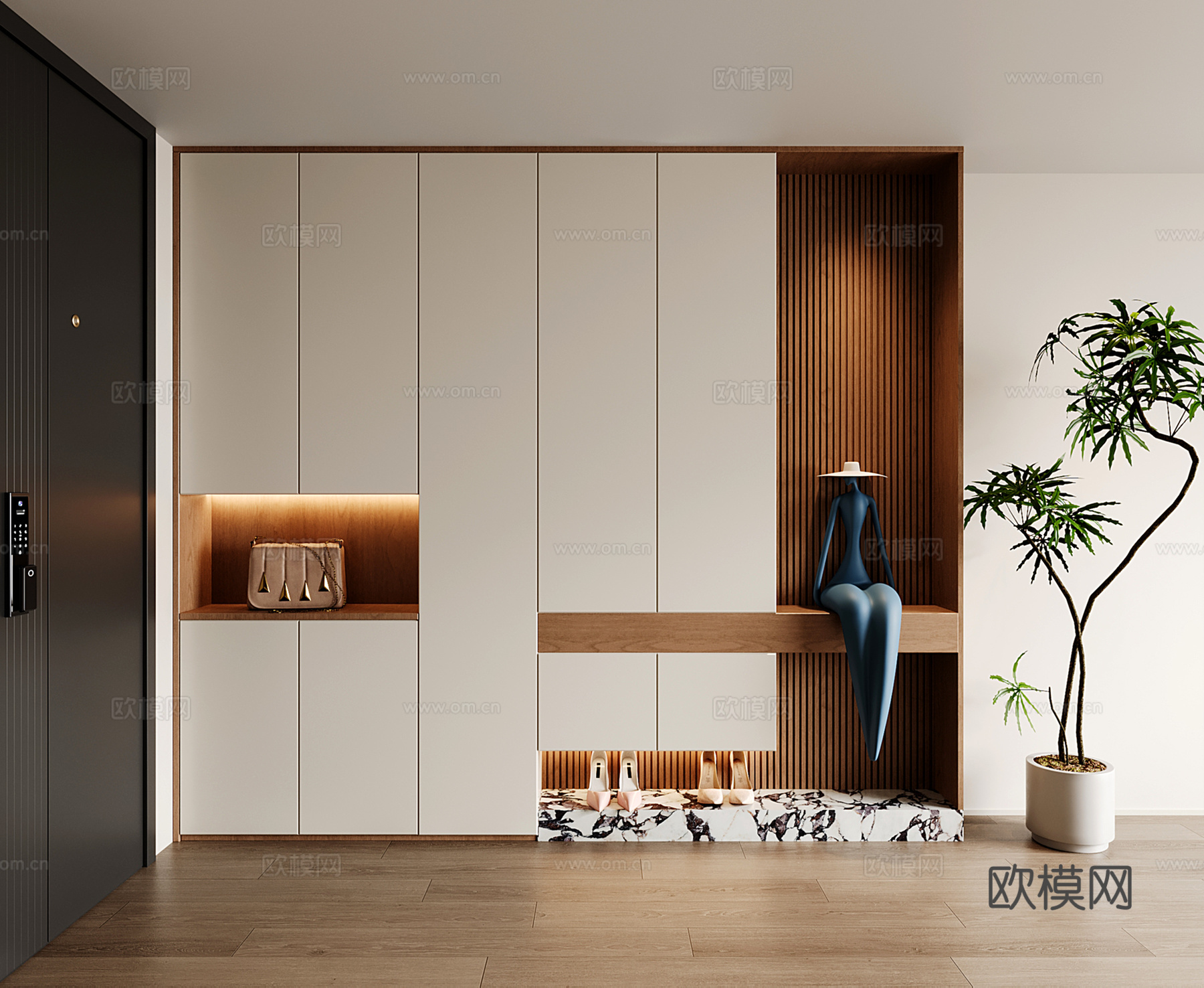 现代定制玄关鞋柜 通顶鞋柜su模型