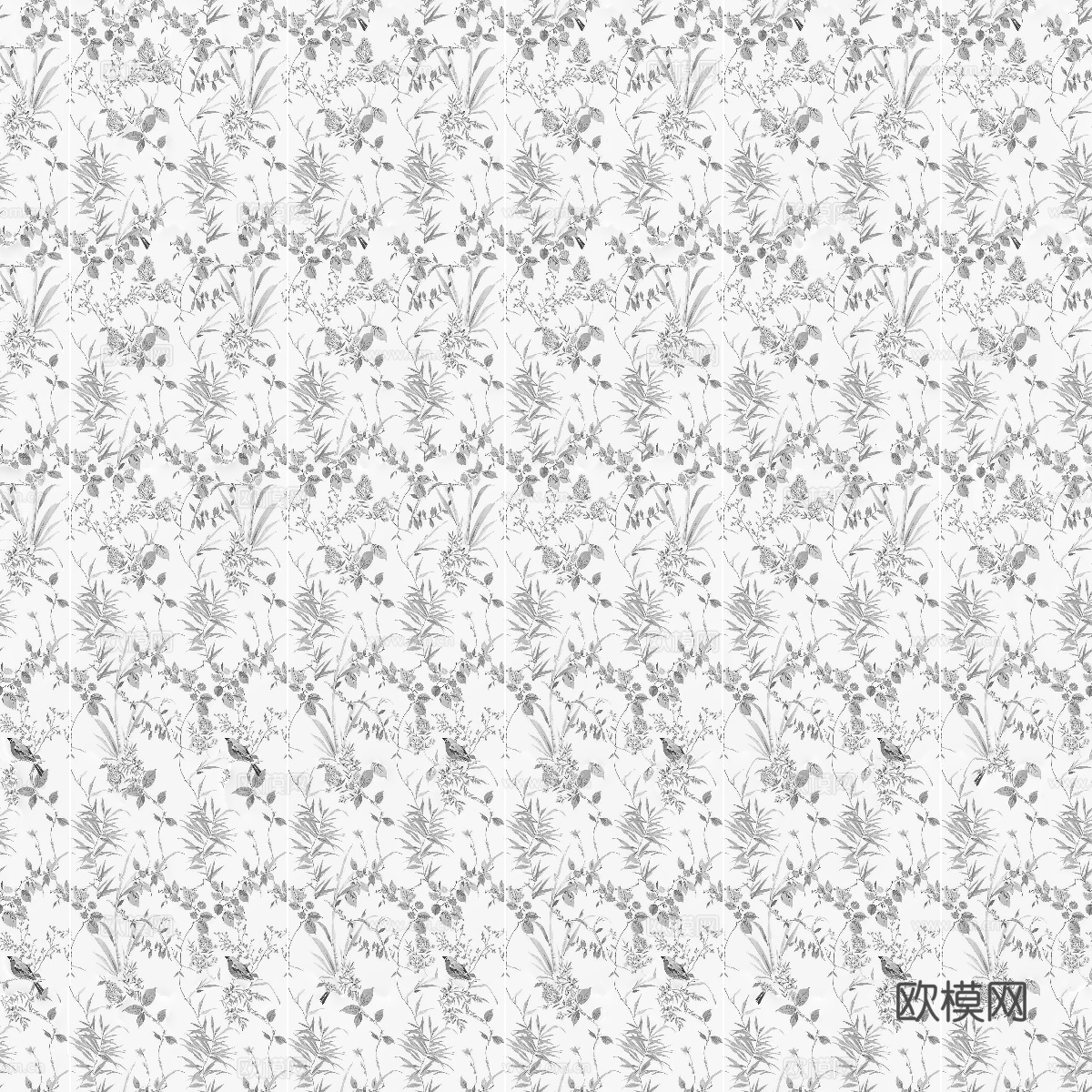 仿古砖_法式复古植物花砖贴图