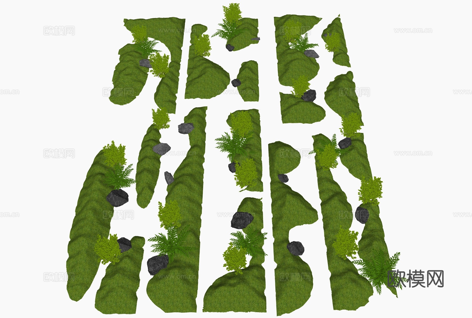 现代微地形 草坡 小山包 小土坡 枯山水 绿岛 庭院景观 景su模型