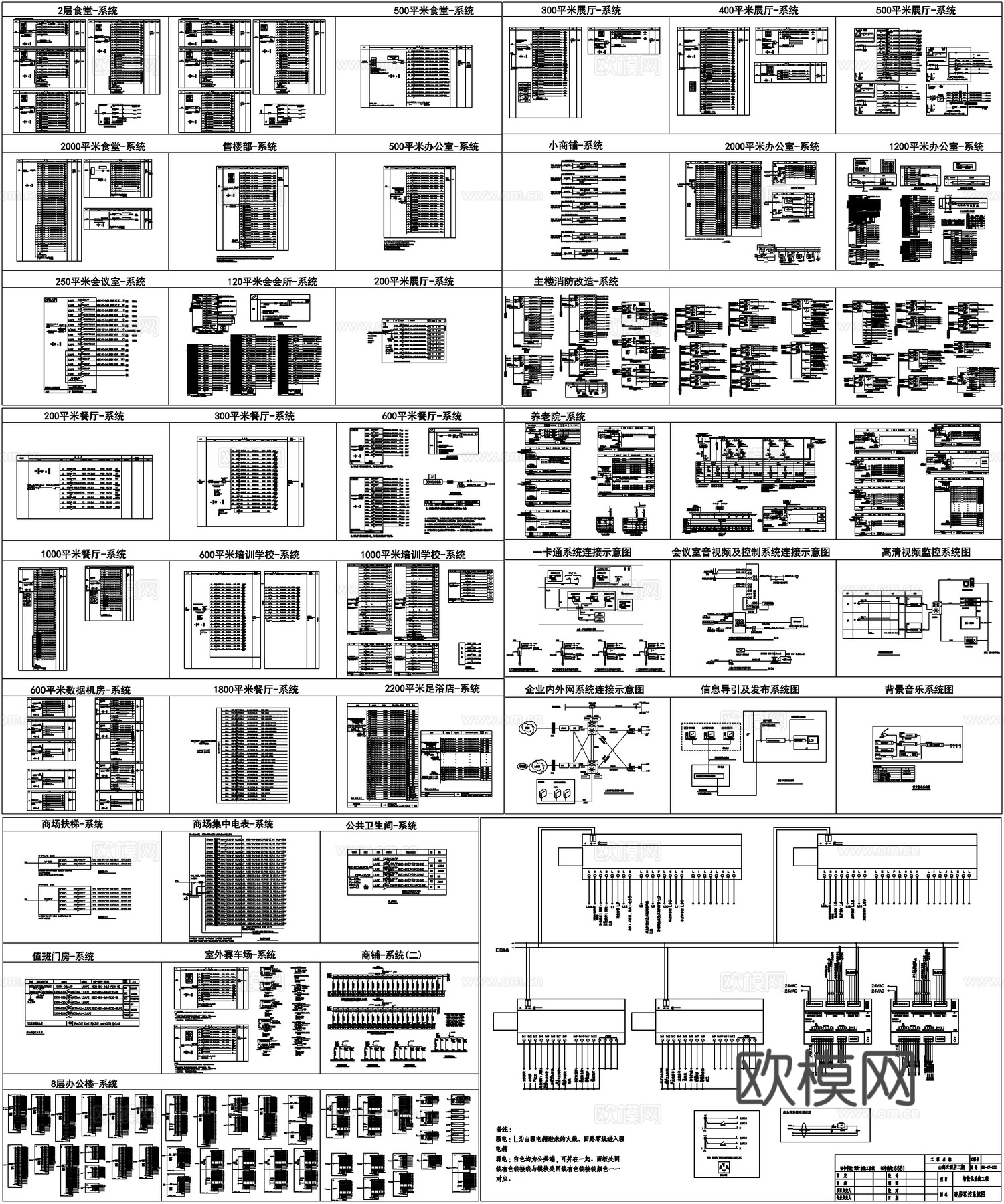 电气系统图强弱电配电箱开关插座电路CAD素材图库cad施工图