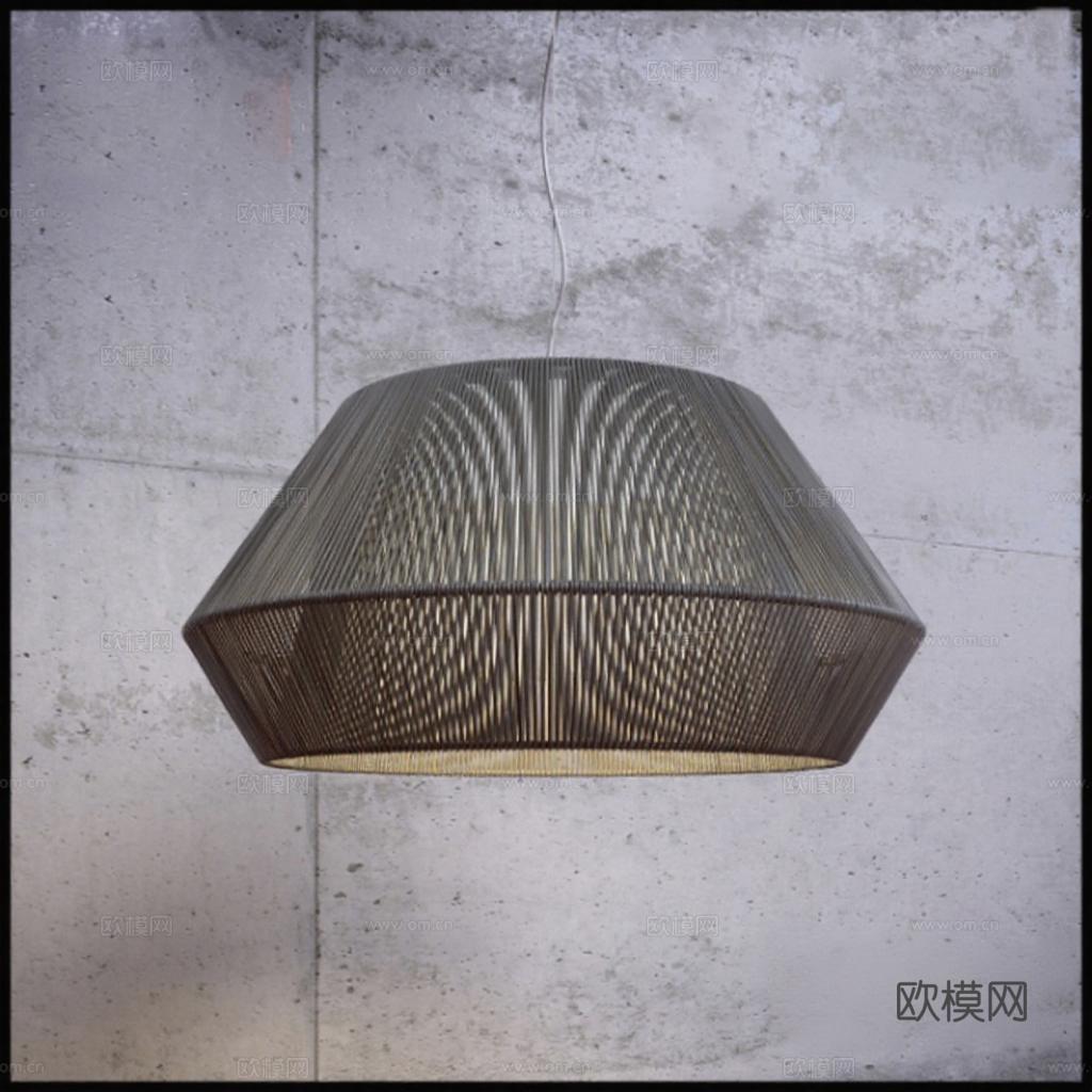 金属编织几何纹理吊灯 现代工业风艺术灯具 室内装饰设计免费3d模型下载