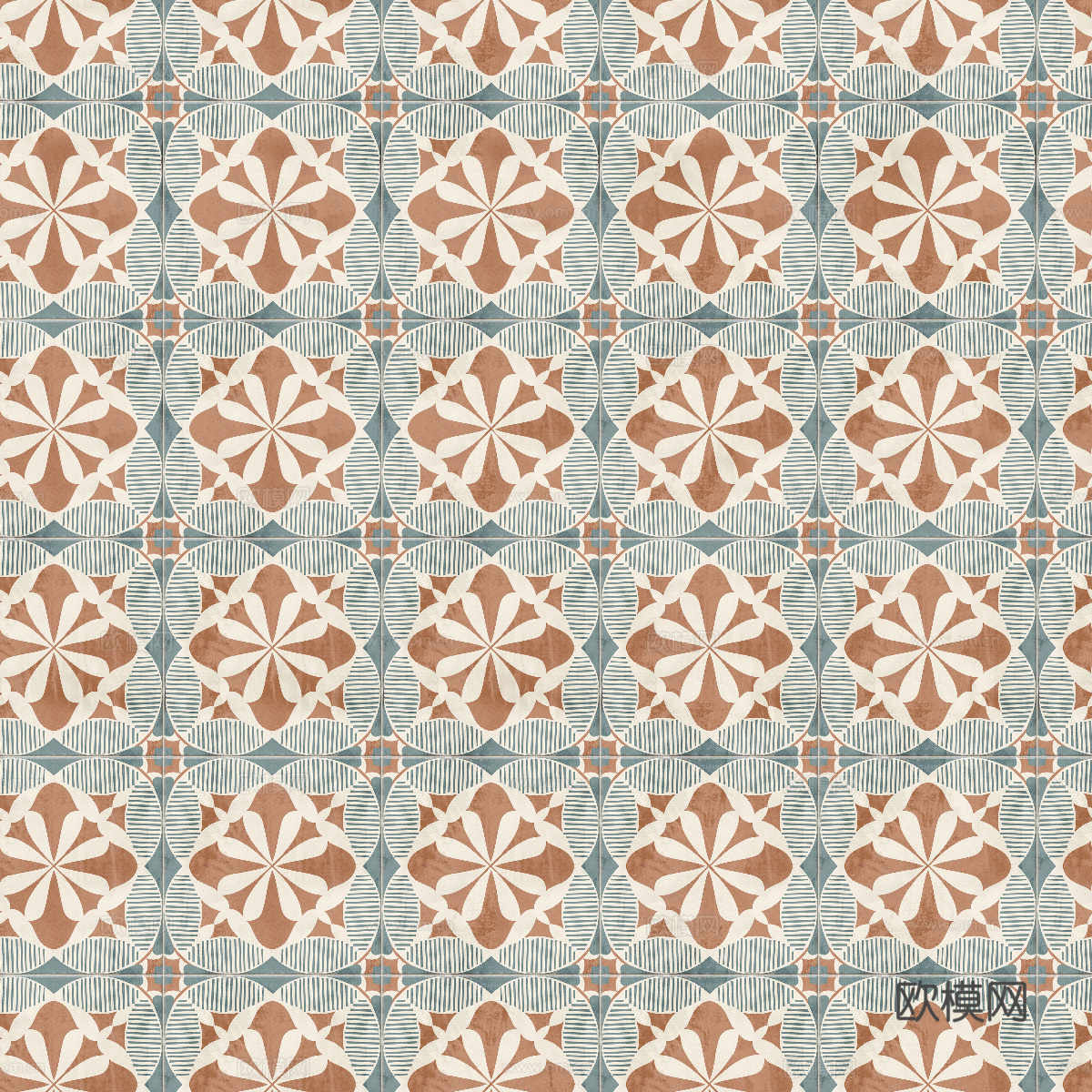 复古几何图案花砖瓷砖，中古奶油仿古砖艺术砖77
