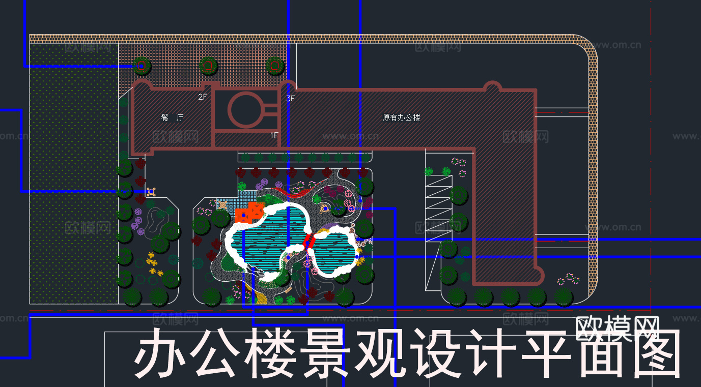 办公楼景观设计平面图cad施工图