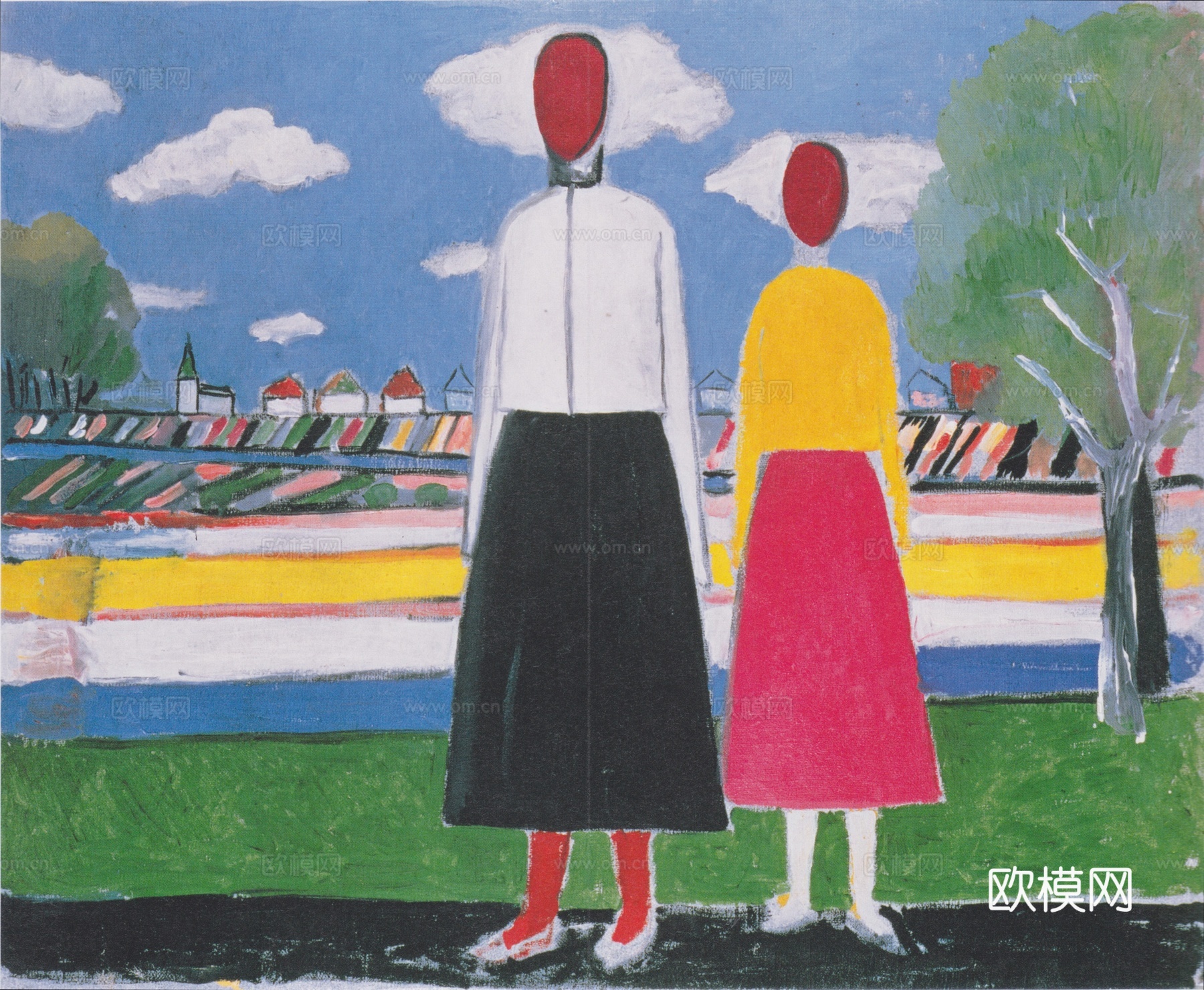 马列维奇抽象画，几何抽象装饰画23下载