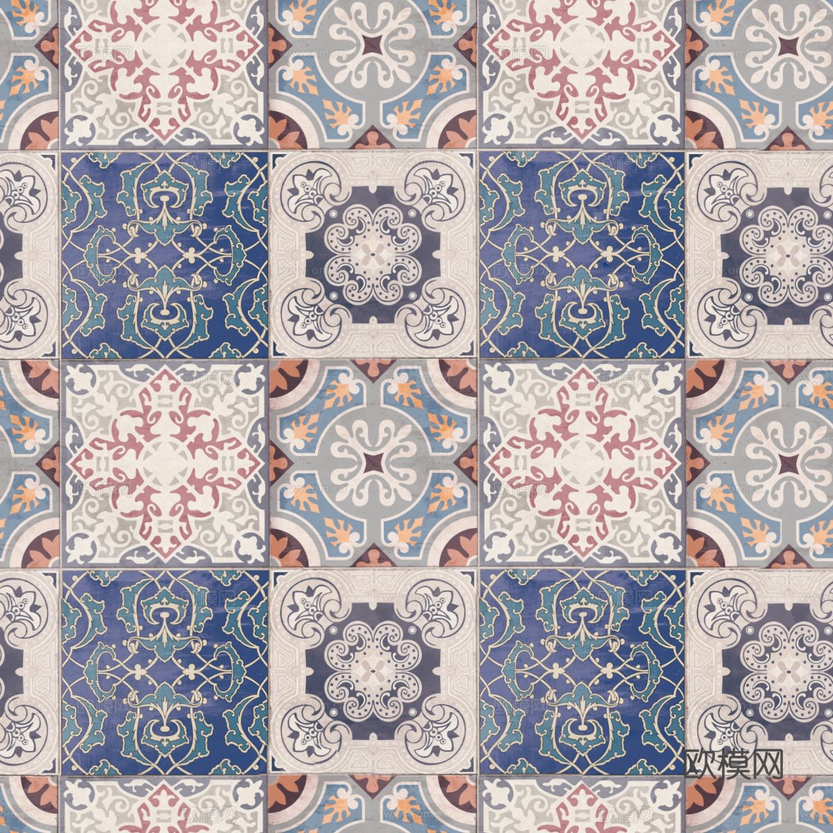 复古碎拼图案花砖瓷砖18