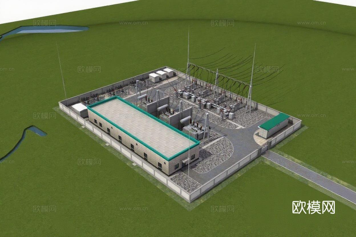 变电站3D建模设计 电力设施规划方案 工业能源系统三维模型展示免费3d模型
