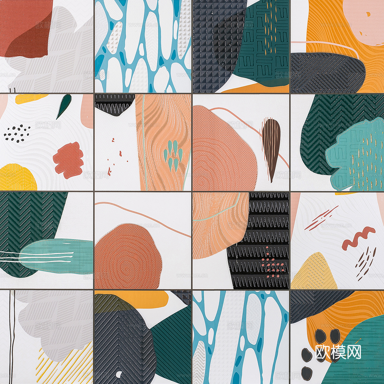 复古碎拼图案花砖瓷砖59