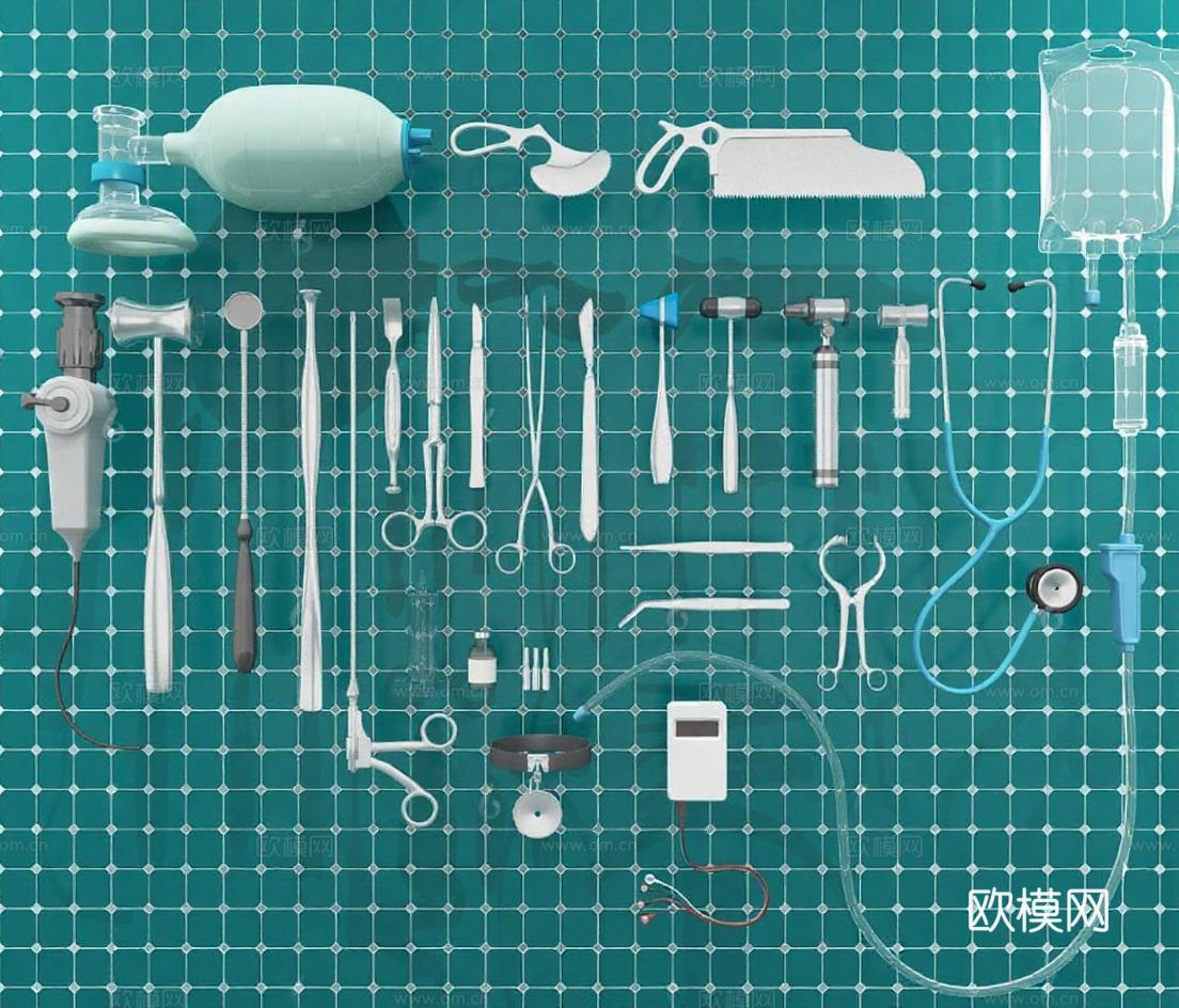 医疗手术器械3D模型 现代极简医用设备 医院教学产品展示封面免费3d模型下载