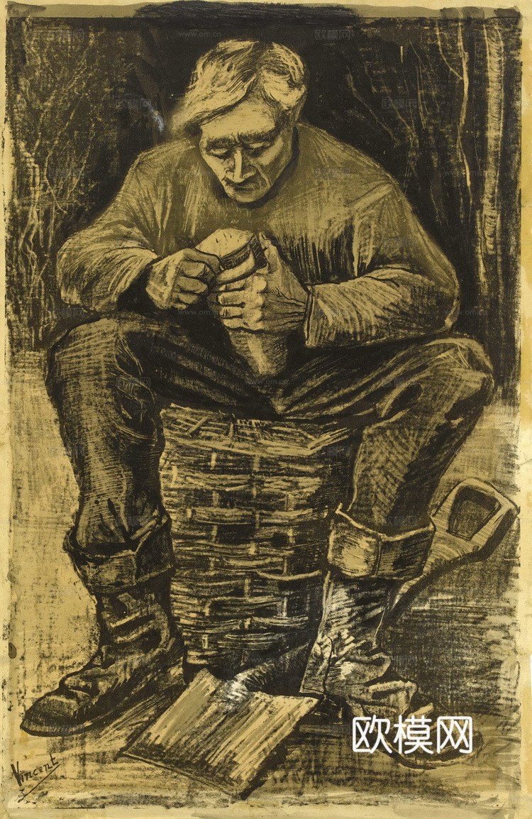 梵高后印象派素描绘画作品，现代世界经典名画636 梵高 Wo