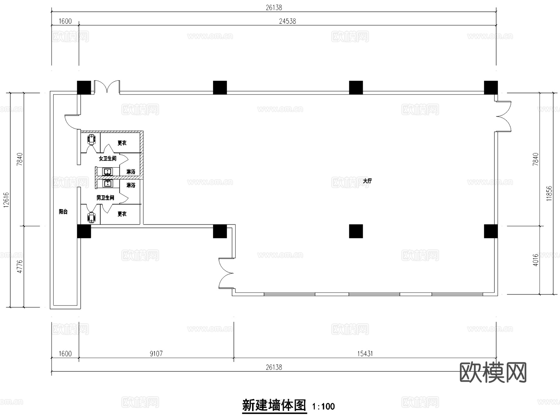 221健身房室内工装平面系统图CAD施工图cad施工图