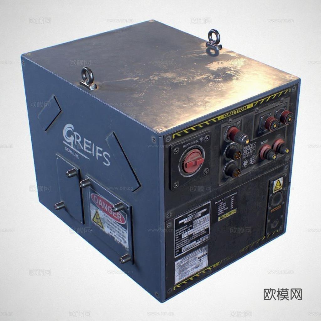 工业设备3D模型 金属机械控制箱 危险警示专业工具 品牌标识设备展示免费3d模型