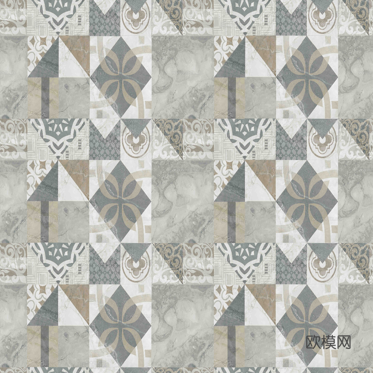 复古碎拼图案花砖瓷砖33