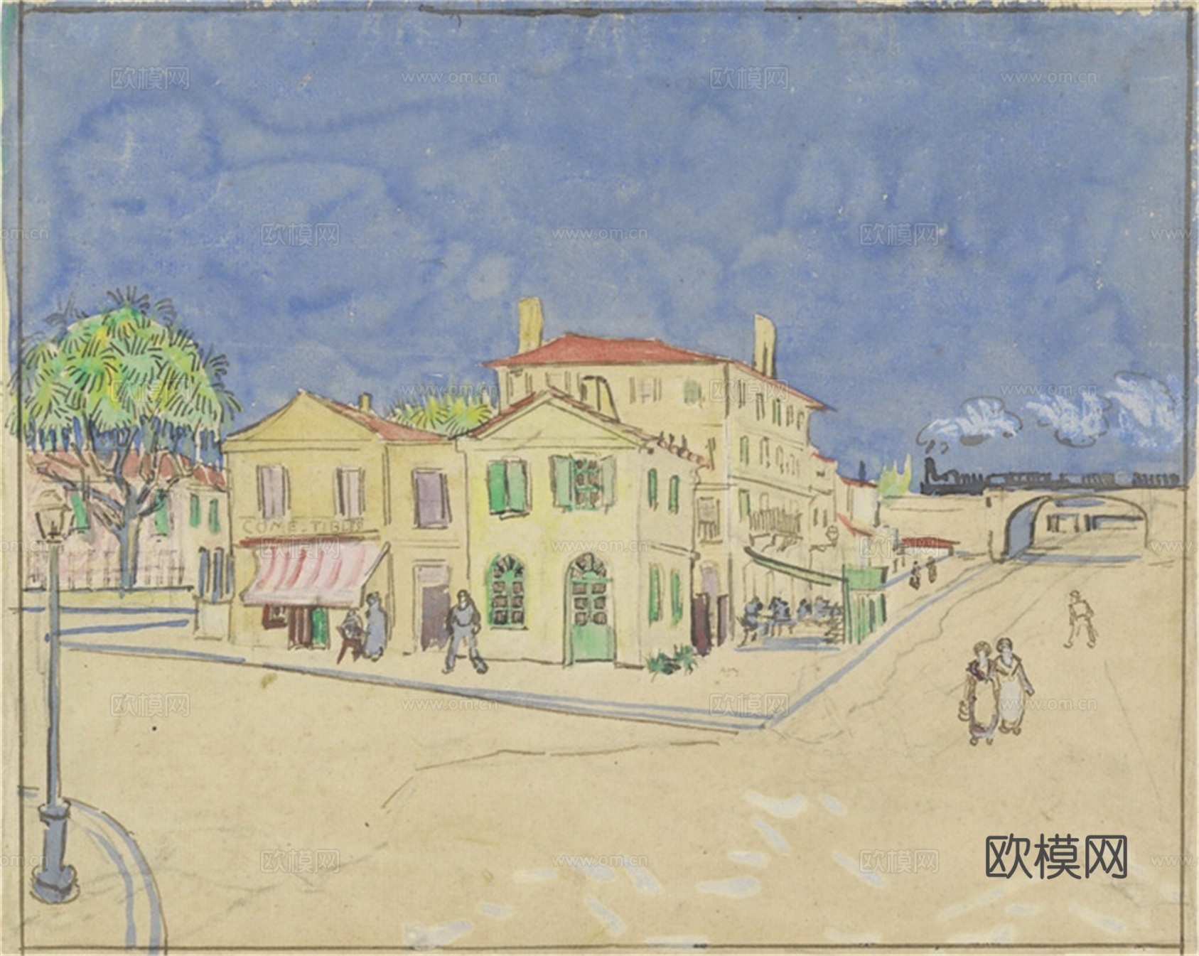 梵高后印象派素描绘画作品，现代世界经典名画594 梵高 Th