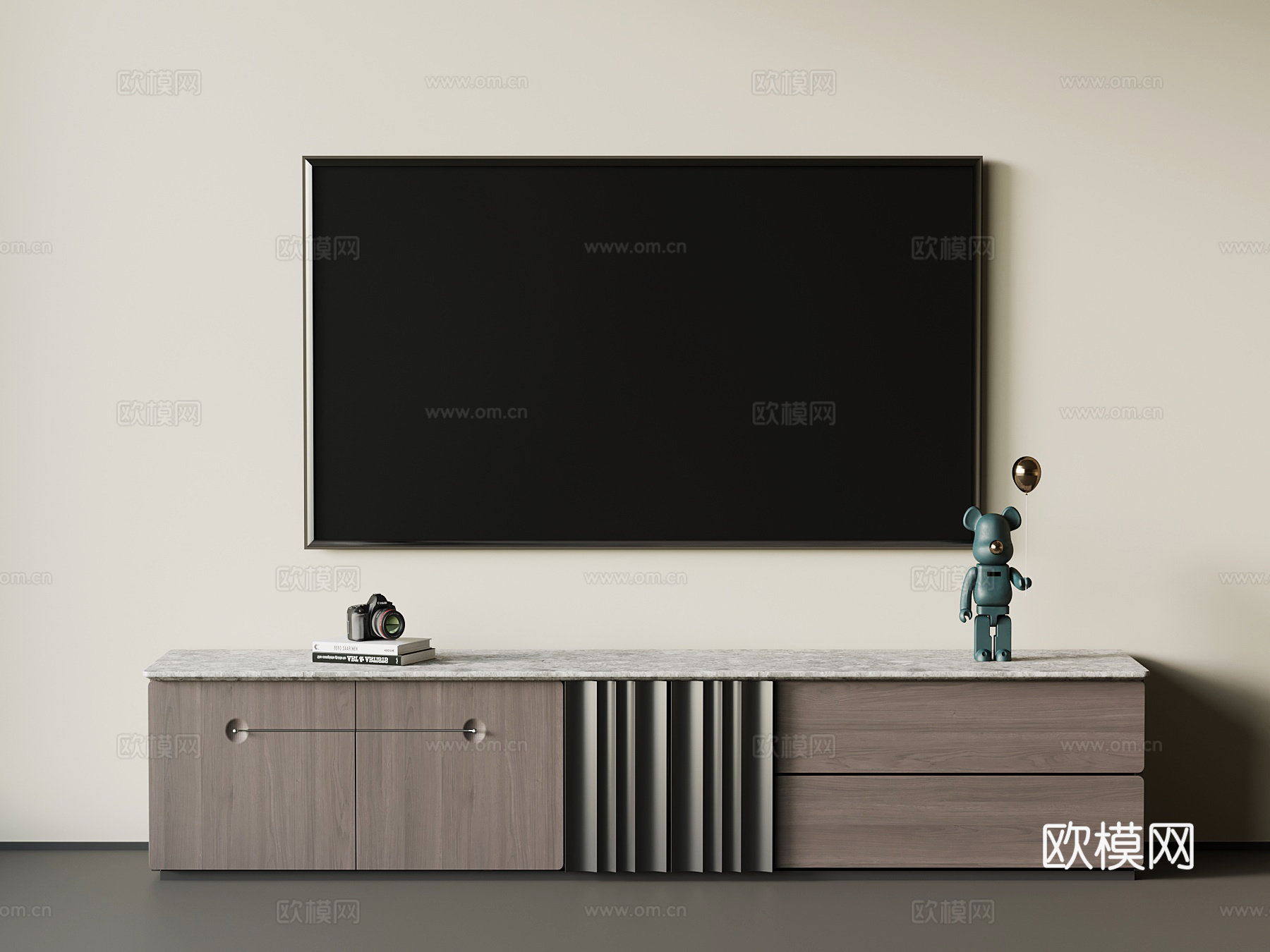 现代意式电视柜su模型
