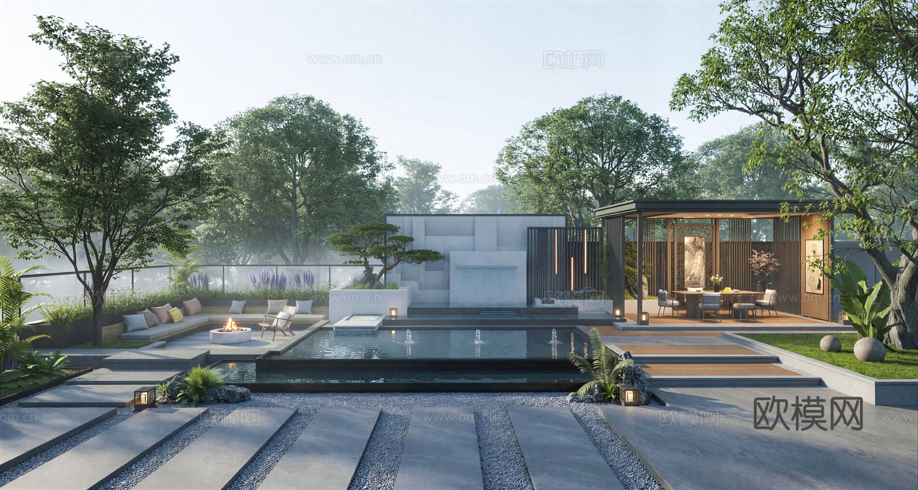 庭院露台花园su模型