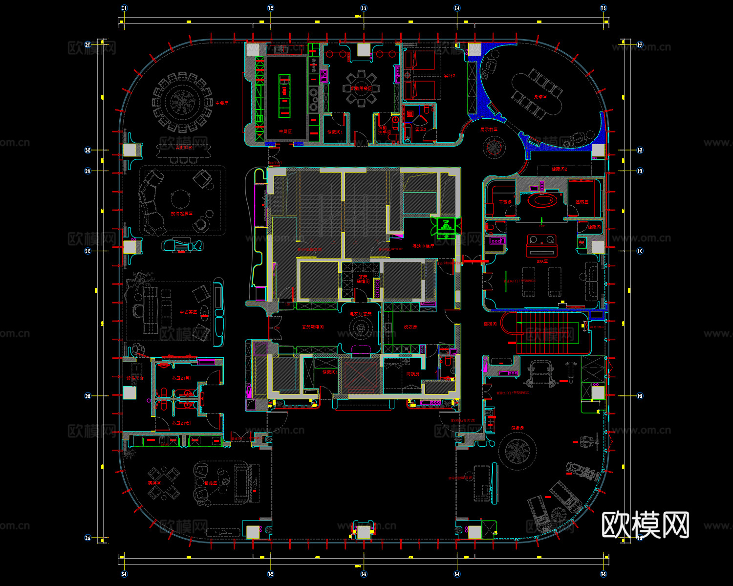 950平大平层设计cad施工图